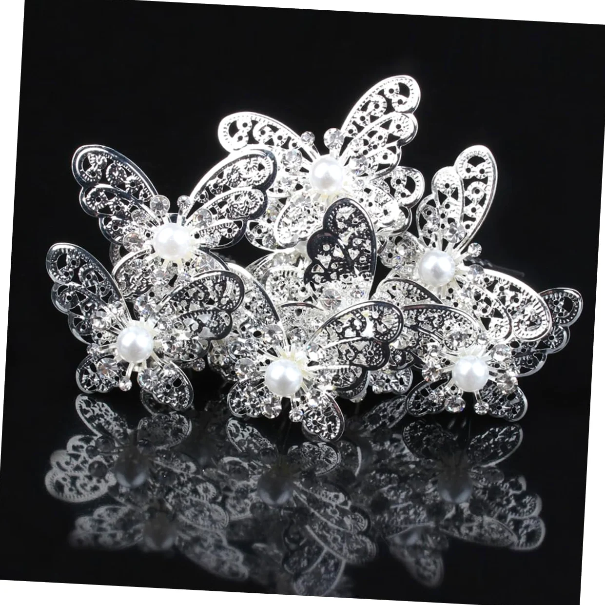FRCOLOR 60pezzi Fermagli Per Sposa Con Perle e Cristalli Accessori Eleganti Per Cerimonia e Matrimonio Argento