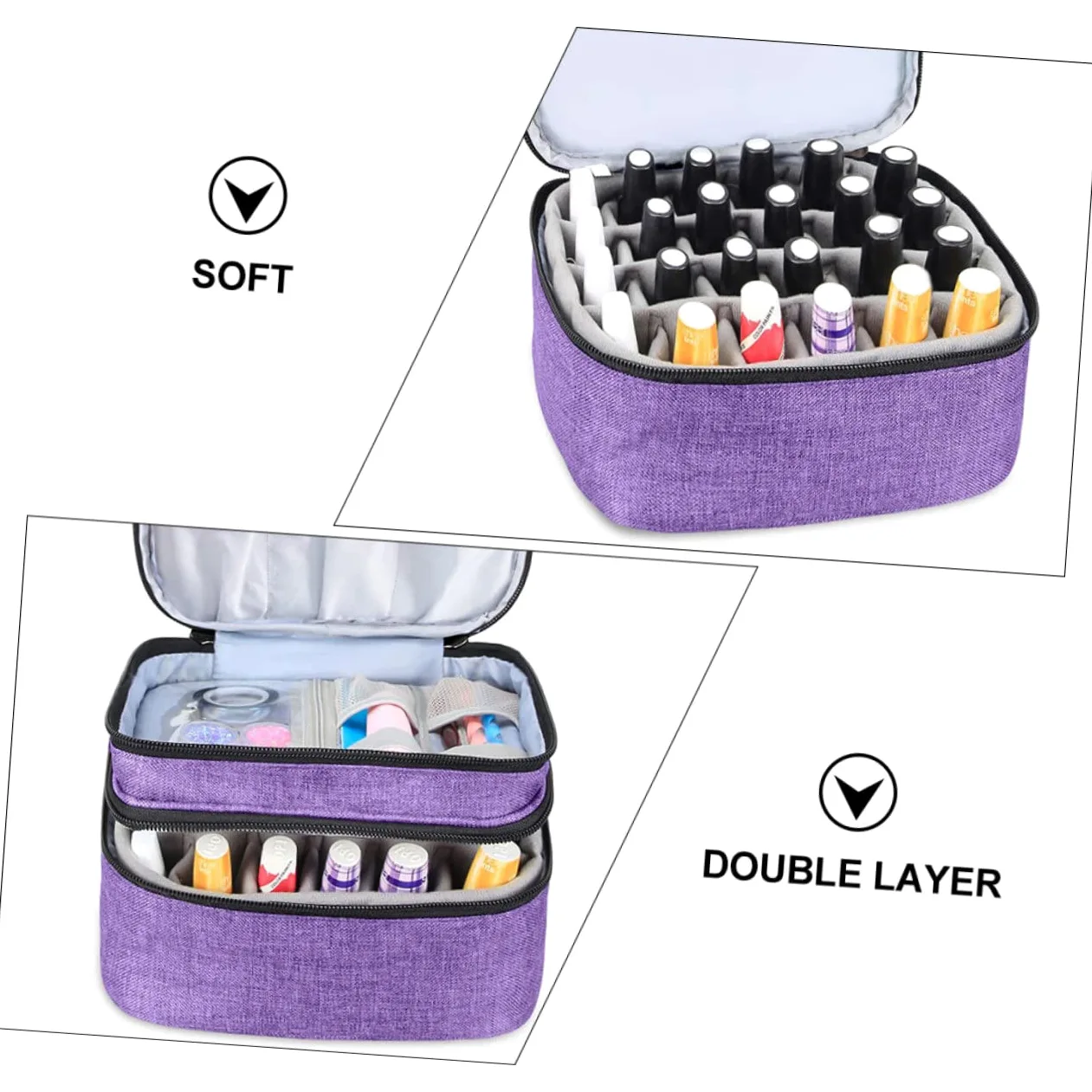 Ipetboom Custodia per Oli Essenziali Doppio Borsa Organizer Portatile per Smalto per Unghie Include Flaconi Materiale Oxford e Resistente