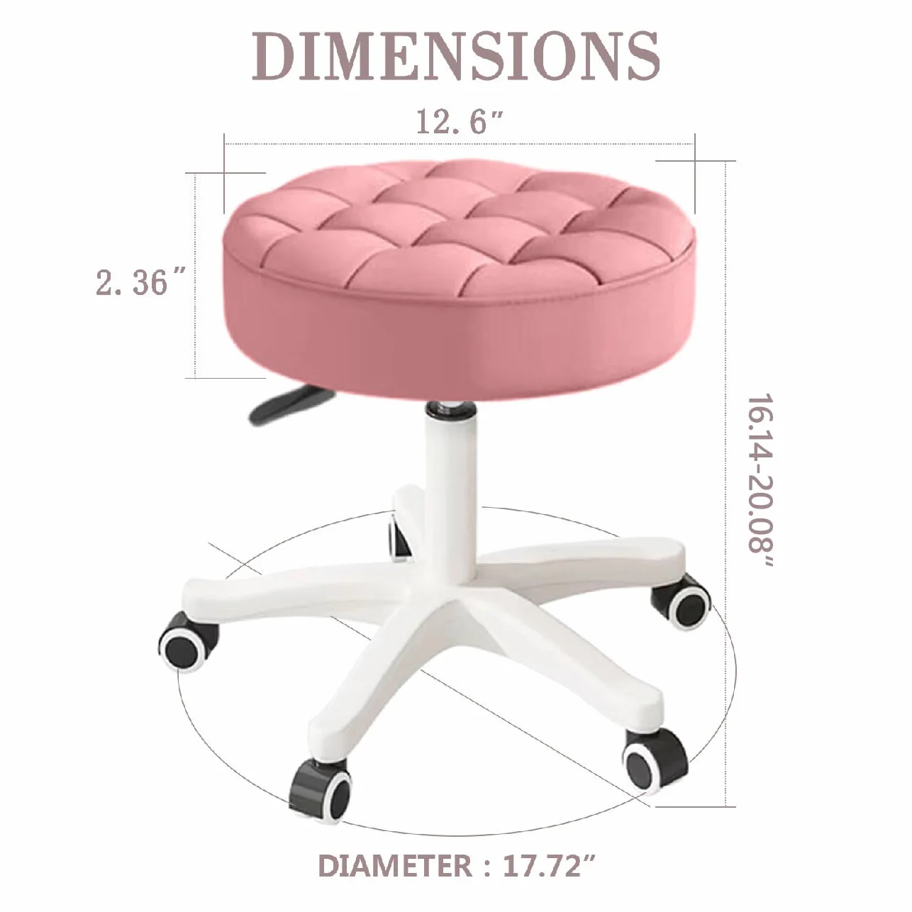 Sedia girevole compatta con rotelle e puleggia rotonda in pelle PU, altezza regolabile, design girevole, sedia da ufficio per disegnatori, sgabello da salotto SPA, sedia da ufficio per casa