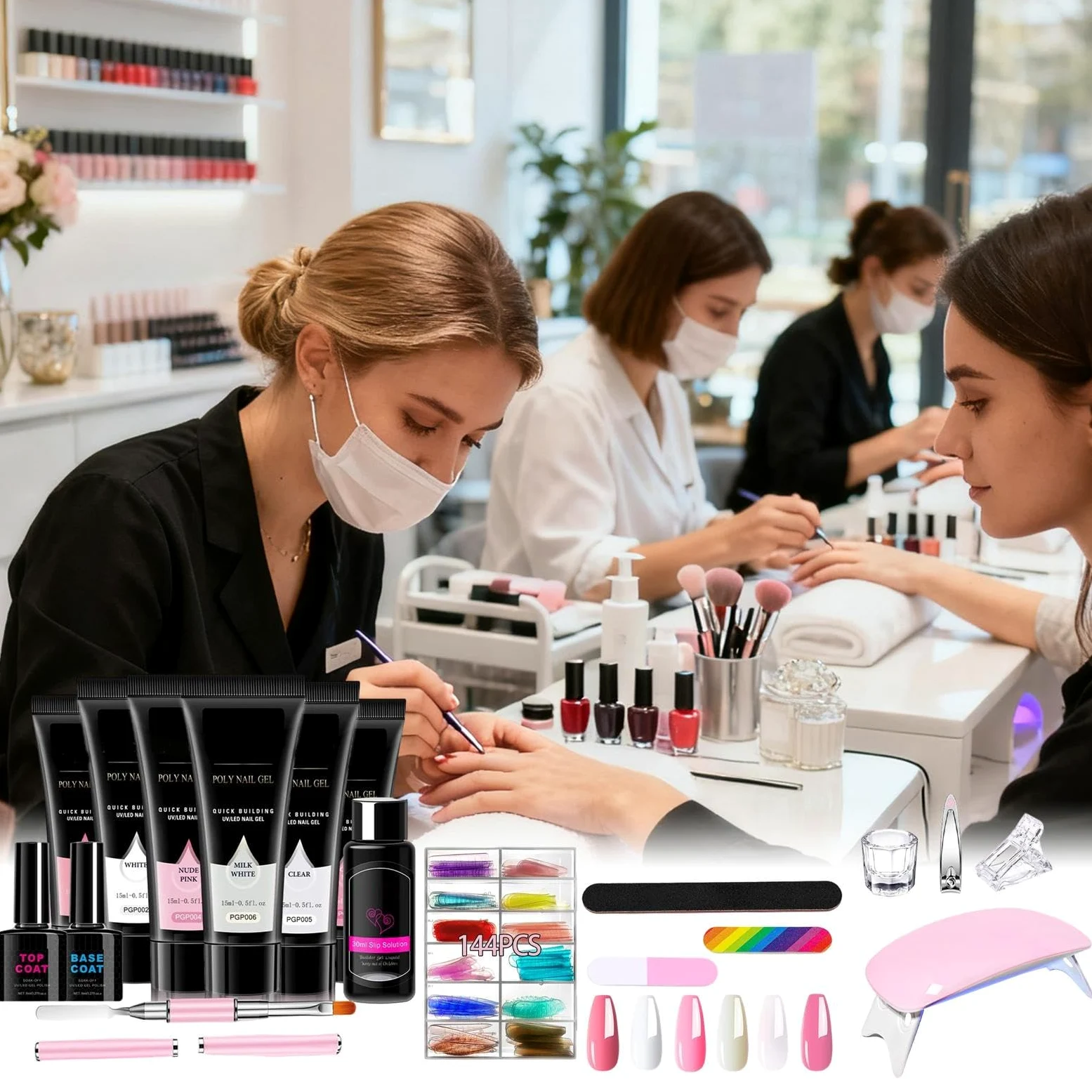 Kit Gel per Estensione Unghie 6 Colori Leggeri | Smalto Semipermanente Estensione Per Ragazze Ideale per Viaggi, Casa, Ufficio, Scuola - Regalo per Fidanzata, Moglie, ,