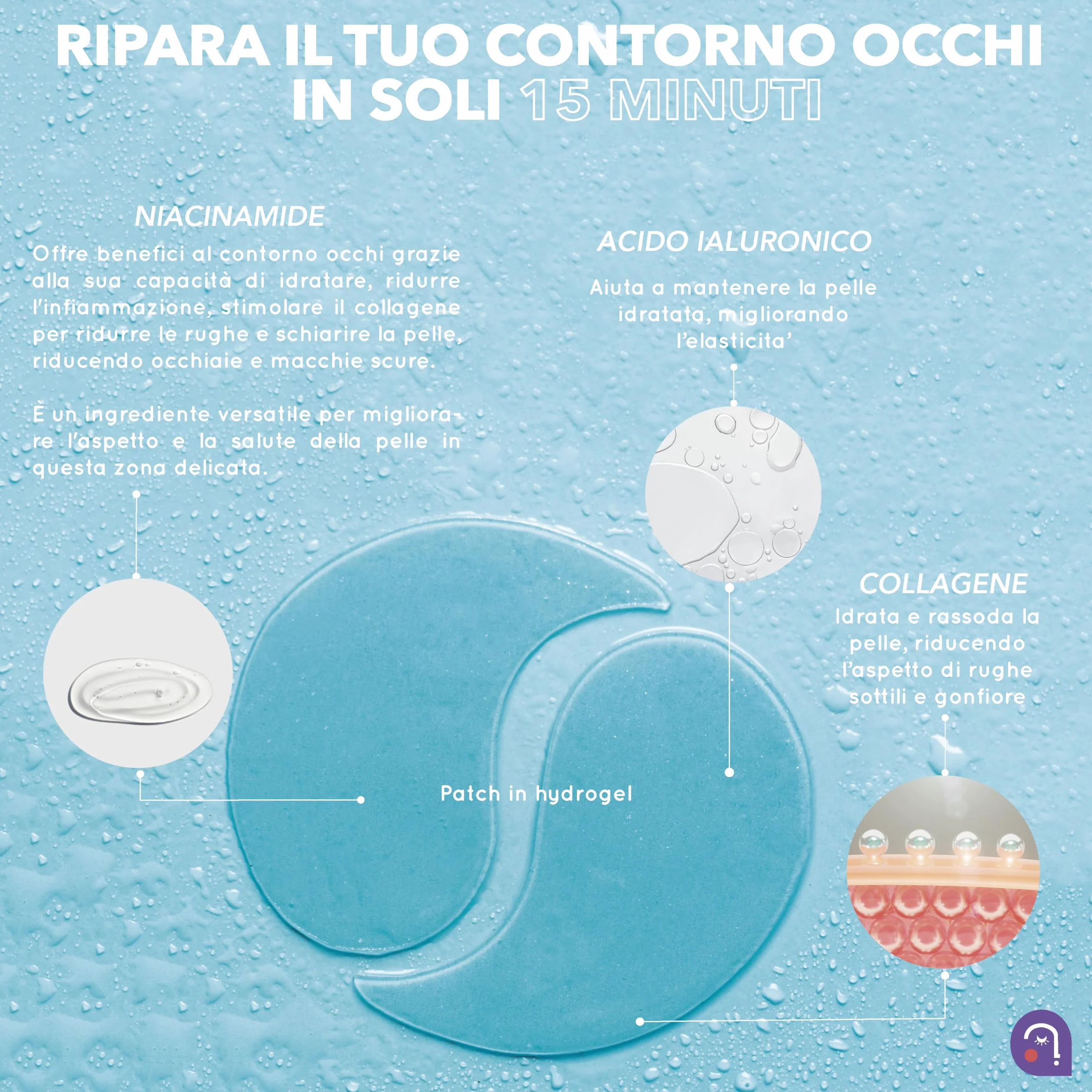 60 Patch Occhi con Niacinamide, Collagene e Acido Ialuronico. Patch Occhiaie e Borse, Maschera Contorno Occhi Occhiaie