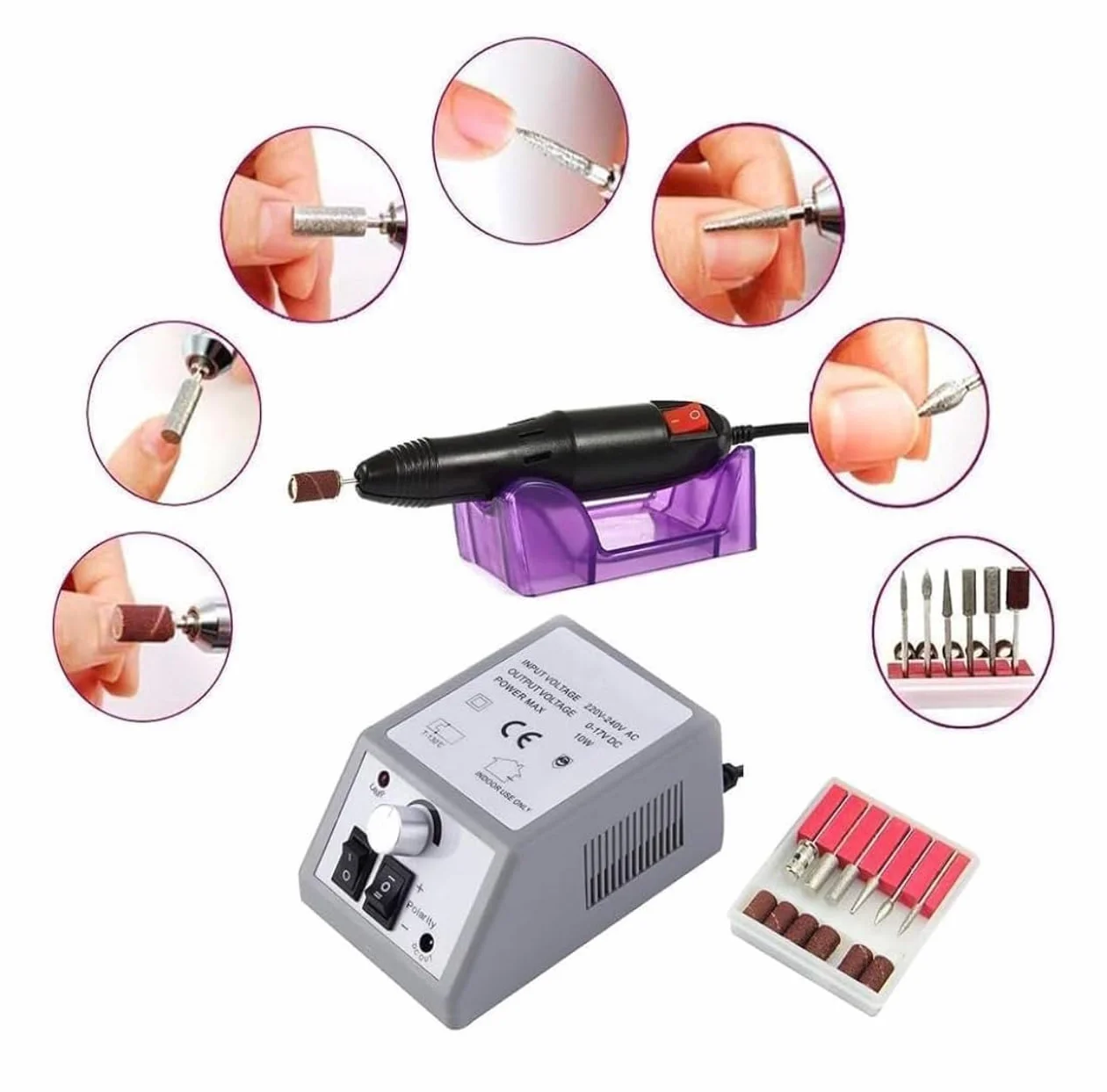 Bdit accessori Kit Ricostruzione Unghie Professionale UV Gel Lampada Unghie + Aspiratore Unghie Professionale + Fresa Unghie 20000 Giri