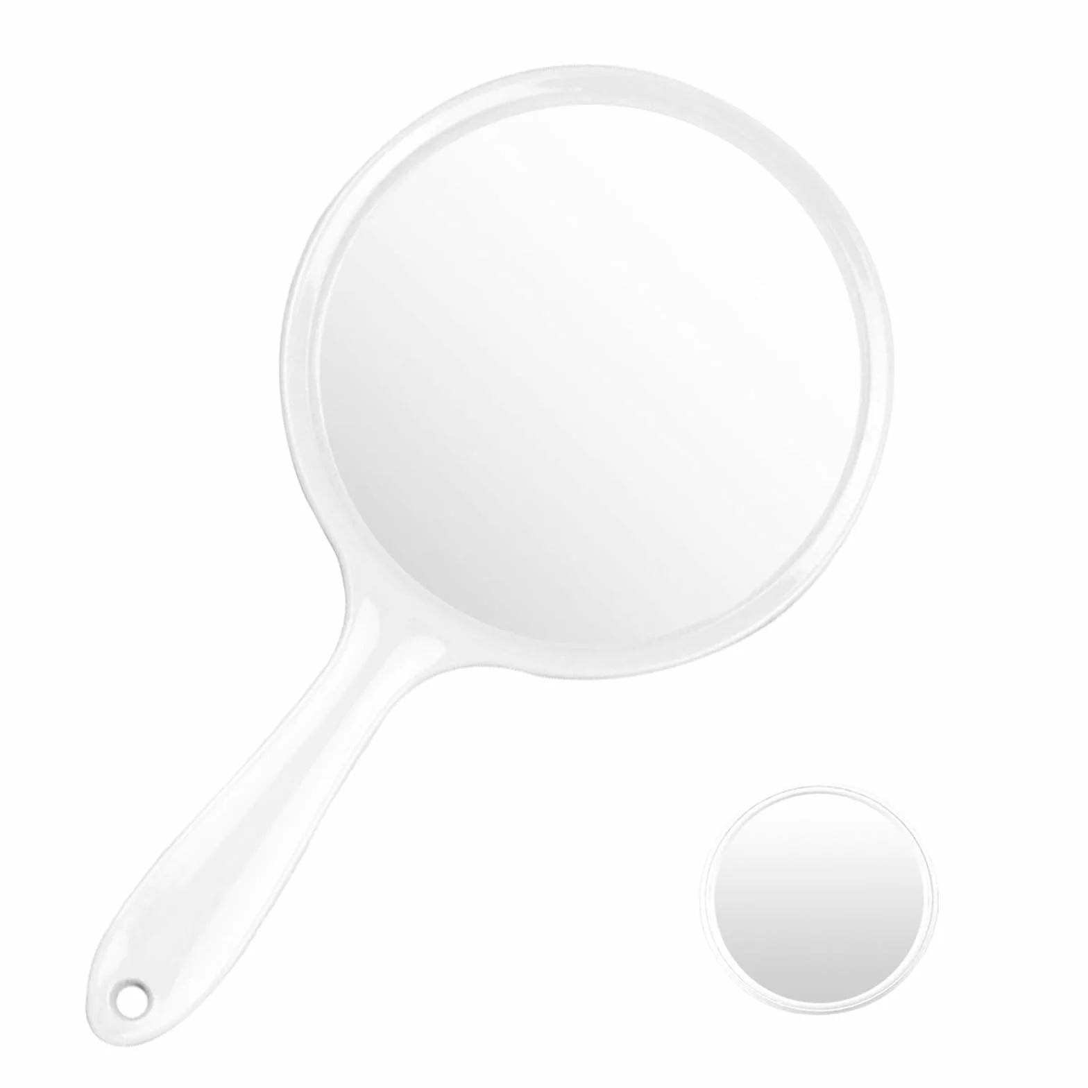 specchio a mano bifacciale, specchio a mano con manico, lente d'ingrandimento trasparente multifunzione 1x/2x, adatta per il trucco quotidiano femminile., SMJ-2X