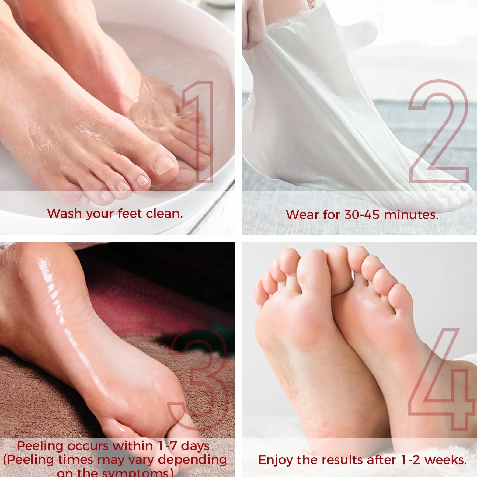 Maschera per Piedi 3 Paia, Trattamento Nutriente per Piedi, Ripara Talloni e Ammorbidisce Pelle Morta Secca, Foot Mask, Senza Peeling(Rose)