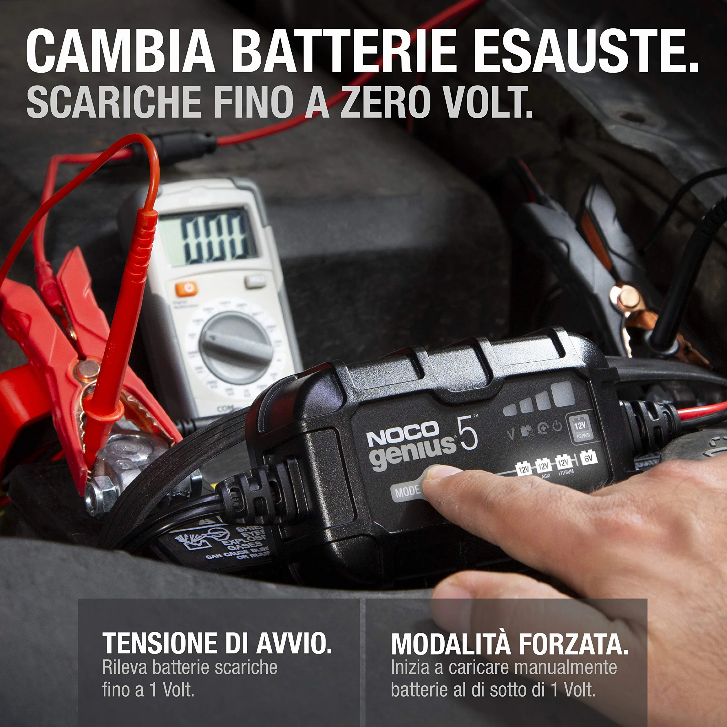 NOCO GENIUS5 Caricabatterie Intelligente 5A 6V/12V Mantenitore di Carica Desolfatatore