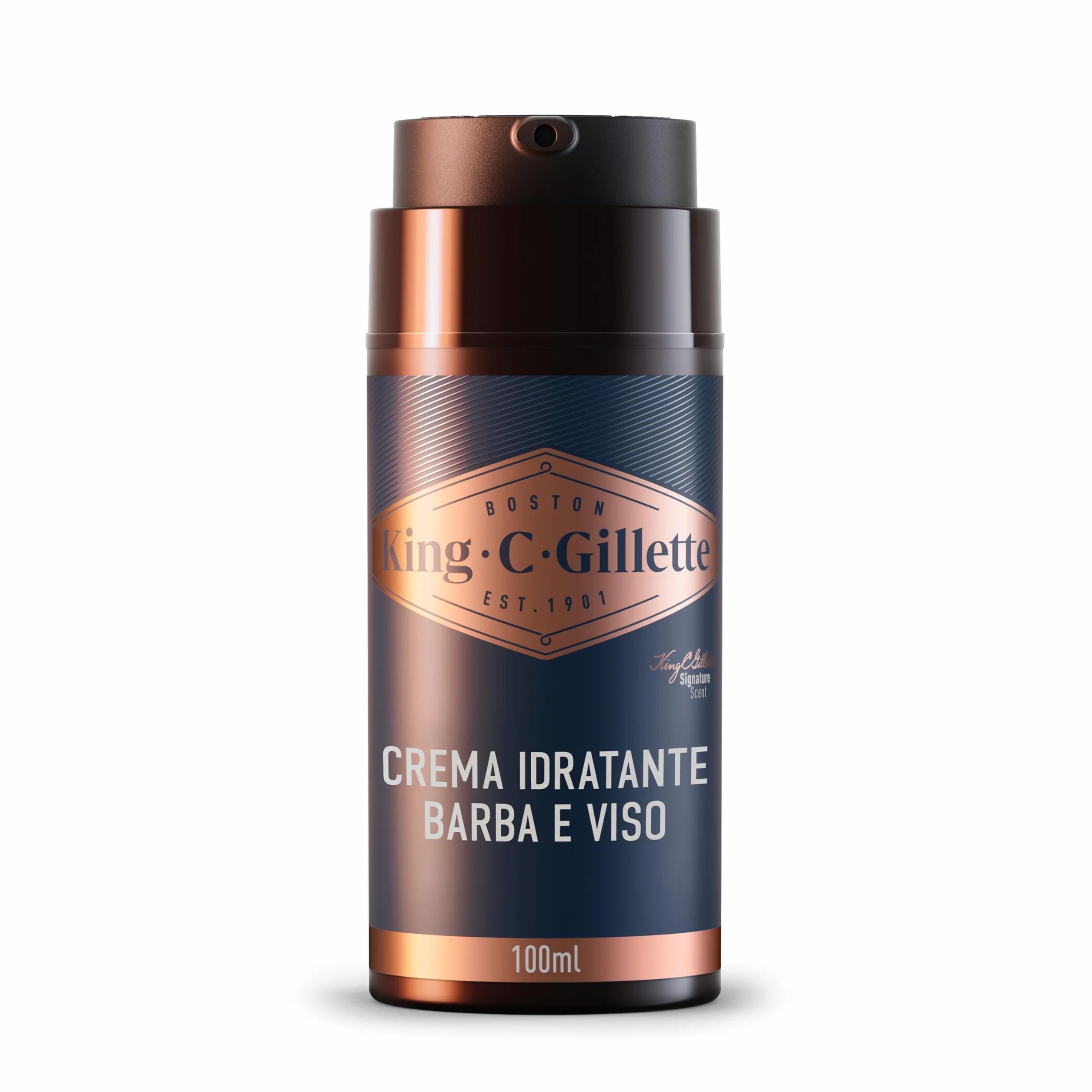 King C. Gillette Crema Idratante Viso e Barba, Ammorbidisce la Pelle, Profumazione King C., Vitamina B, 100ml, per la Cura della Barba, Idea Regalo Uomo