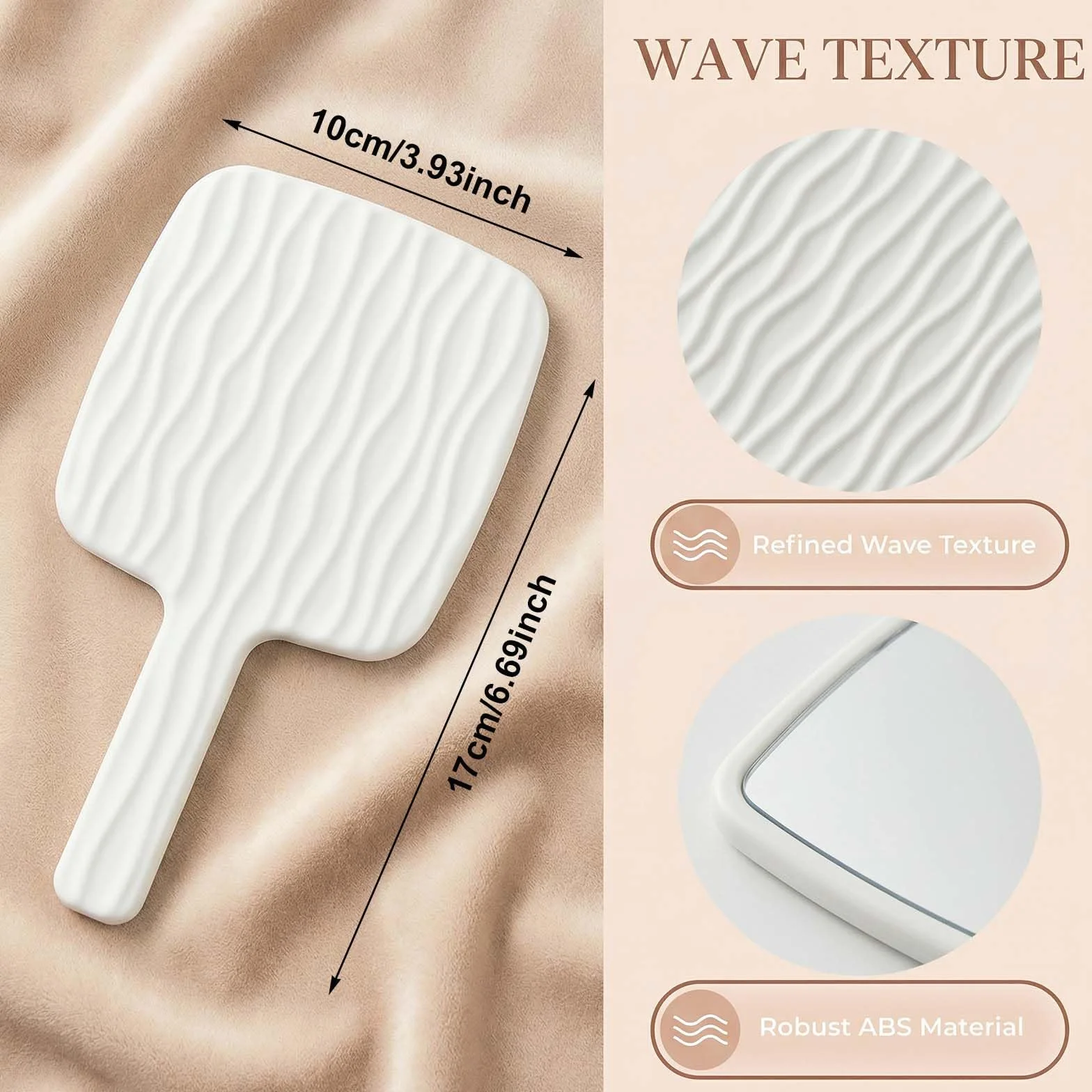 Specchio a Mano con Manico Professionale Specchio Portatile da Barbiere con Maniglia Ergonomica Bianco