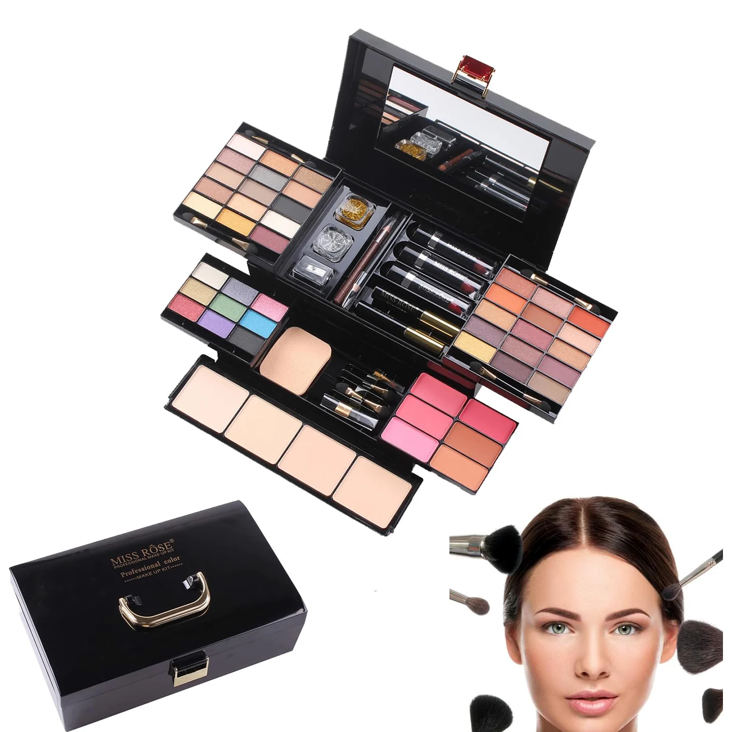 Make up set regalo, Kit trucchi make up completo, Valigetta trucchi, Set trucchi donna per ragazze adolescenti dai 13 ai 15 anni, Cosmetics Tavolozza Trucco(39 pezzi)