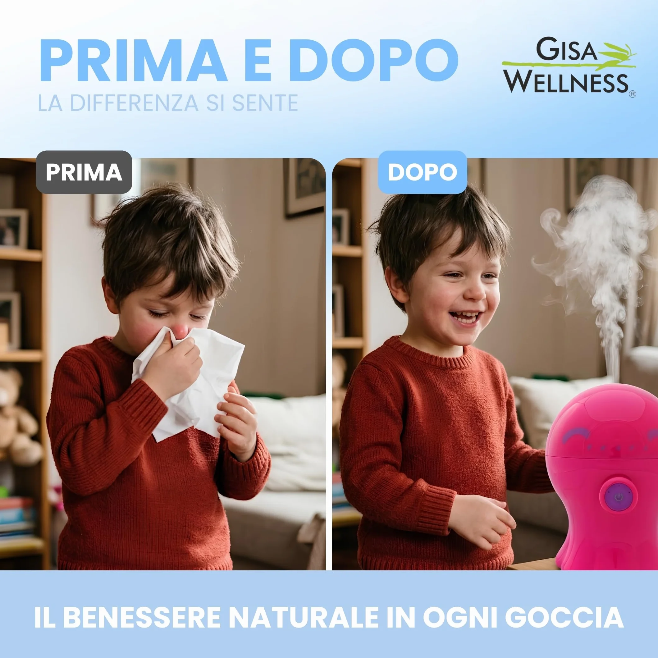 Respiro Kids 15ml Sinergia di Oli Essenziali Balsamici per Bambini Niaouli Abete Rosmarino Lavanda