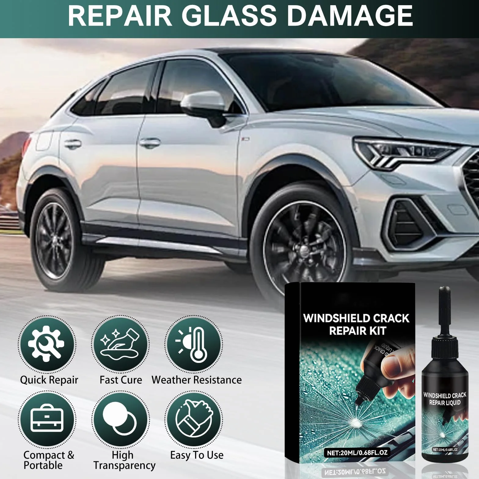 Kit Riparazione Crepe Vetro Auto 20ml