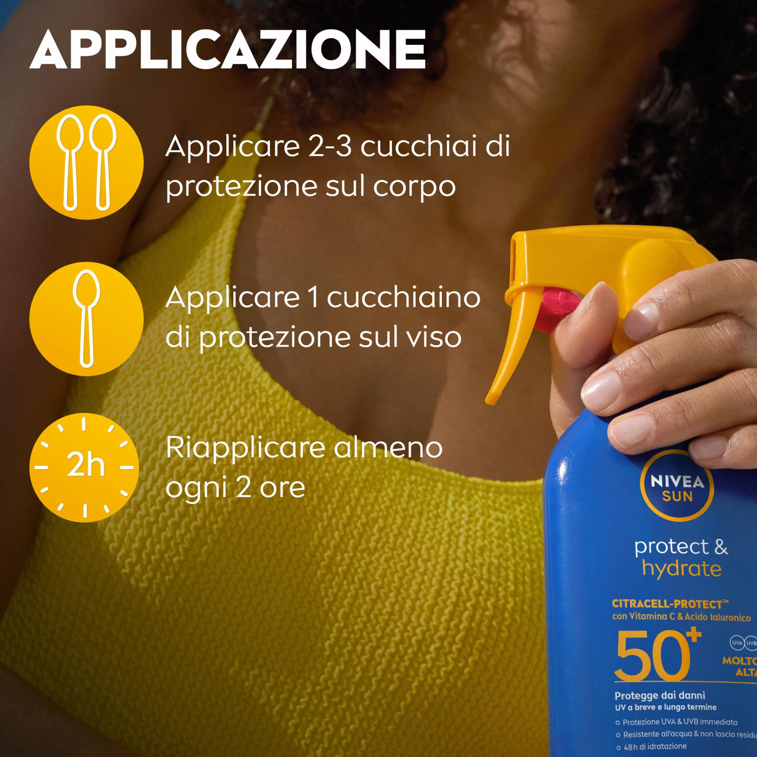 NIVEA SUN Protect & Hydrate Maxi Spray Solare SPF 50+ 270 ml Crema Solare 50 Spray Idratante 48h Ad Assorbimento Rapido