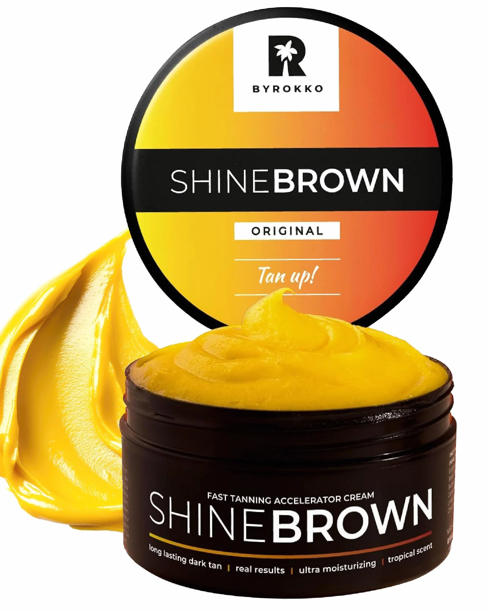 BYROKKO Shine Brown Crema Abbronzante (210 ml), Acceleratore Abbronzatura Naturale, Abbronzante Corpo con Ingredienti Selezionati, Olio Abbronzante per Sole e Lettini Solari