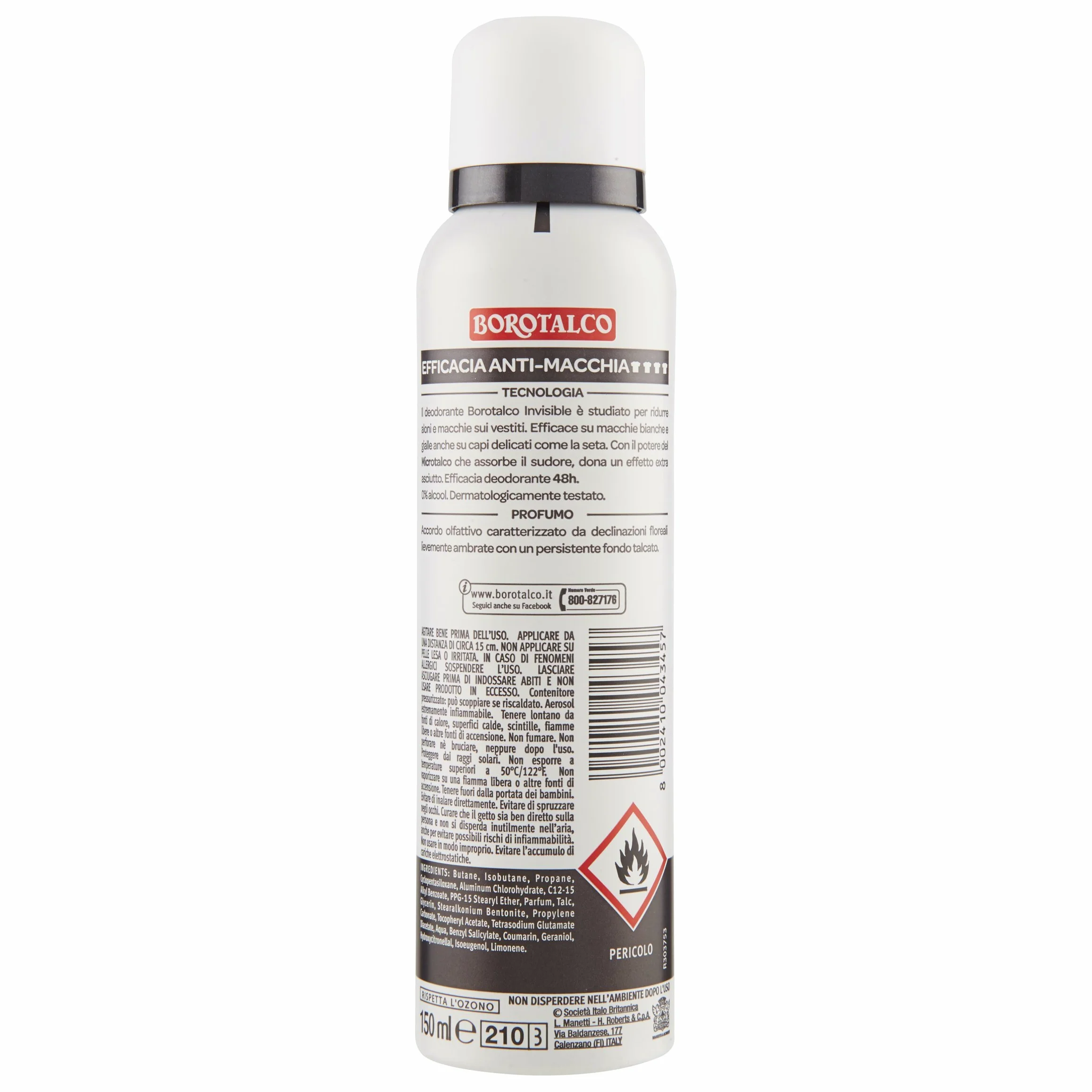 Borotalco Deodorante Invisible Spray 150ml, Profumo Classico di Invisible - Pacco da 12