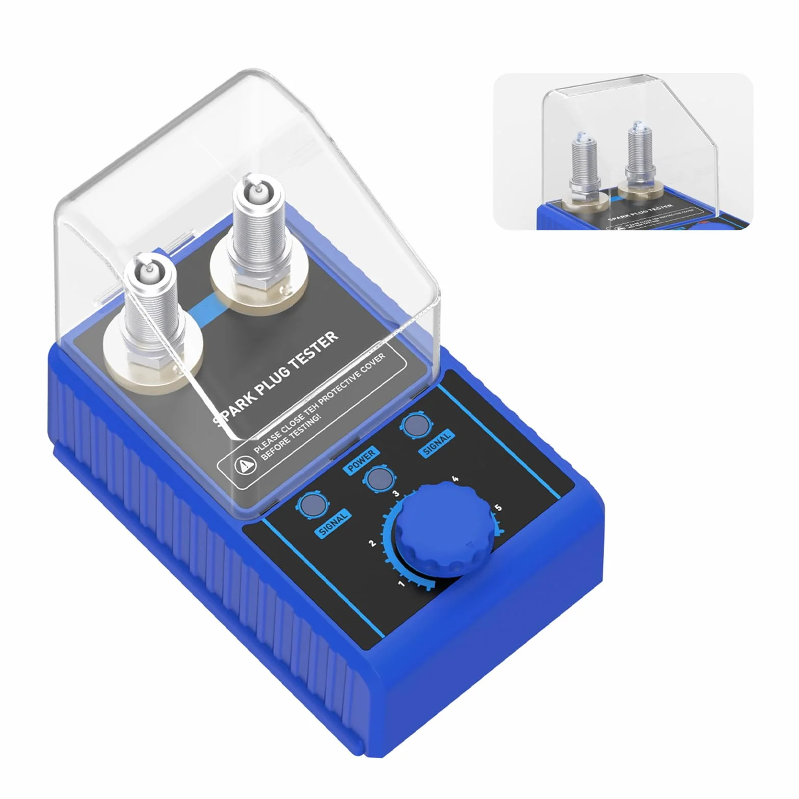 PLAYOCCAR Tester per candele Accensione 220V - Rivelatore Candele per Auto a Doppio Foro per Candele da 12 mm, Frequenza Regolabile 0~6000RPM con Coperchio Protettivo Veicoli a 12 V.
