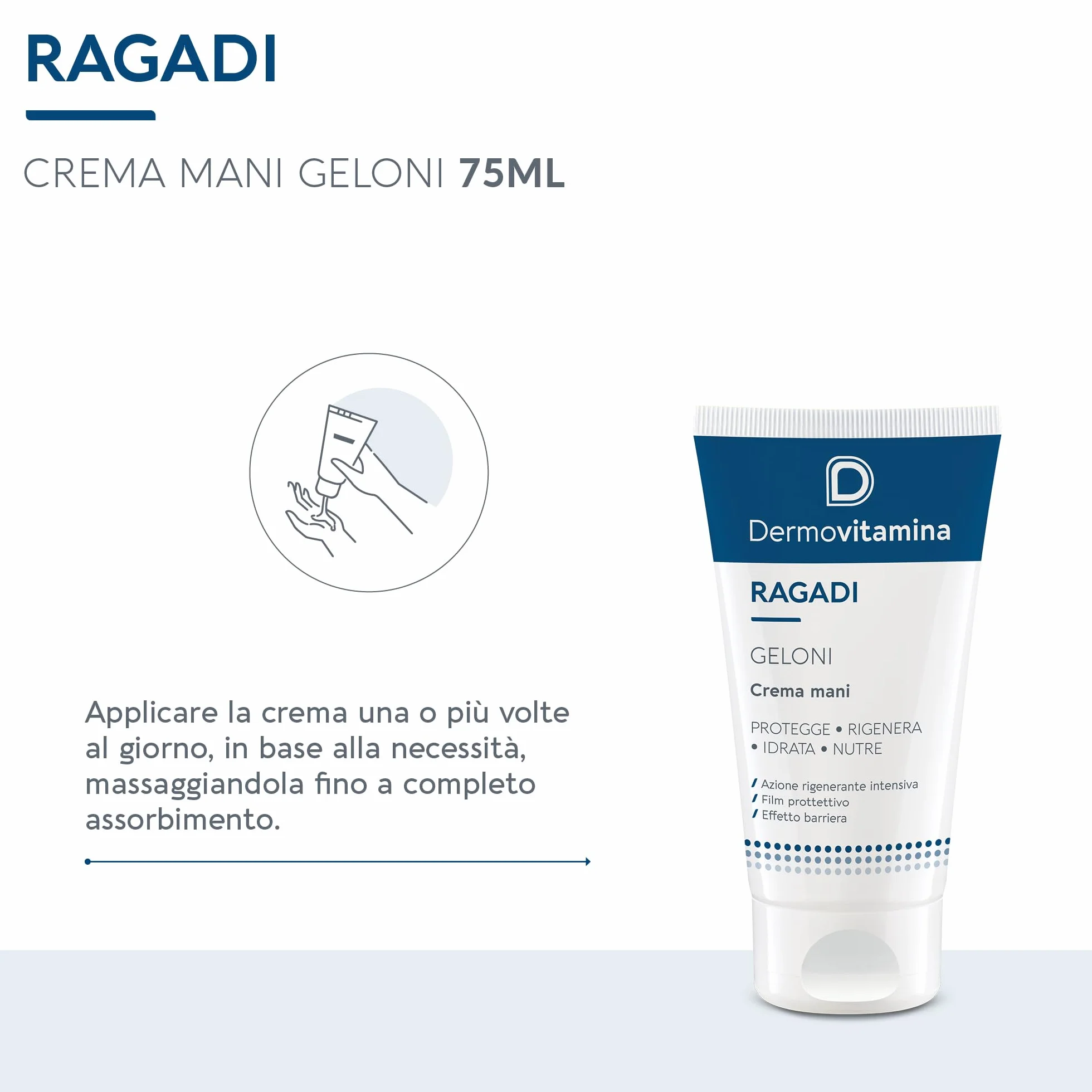 Dermovitamina Crema Mani Riparatrice Pelle Secca Screpolata con Pantenolo Vitamina E Ceramidi 75 ml