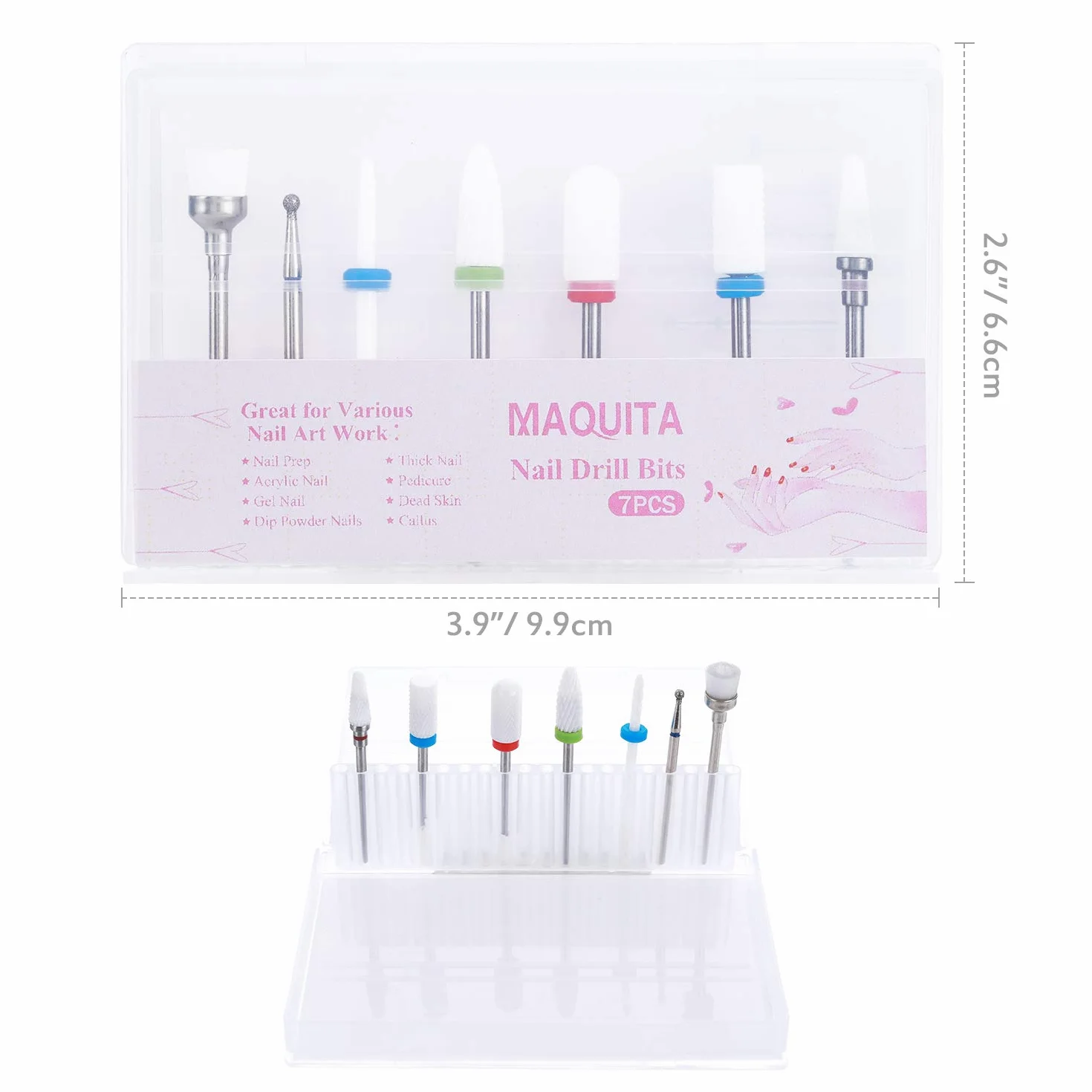 MAQUITA Set di manicure elettrico 7 pezzi Kit trapano unghie 3/32" Ceramica Lima