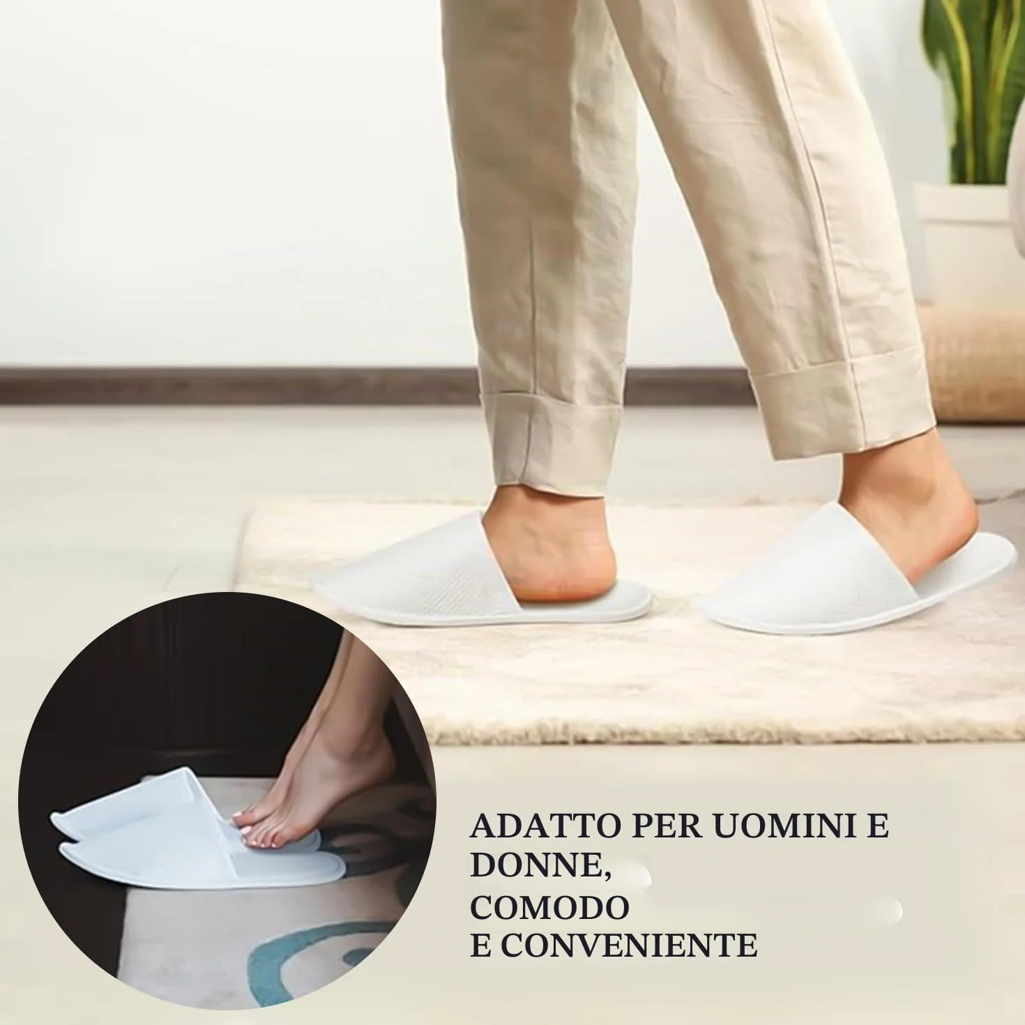MagiSel 4paia Pantofole Usa e Getta Antiscivolo, Pantofole Chiuse in Spugna Premium, Ciabatte Monouso per Hotel, Spa, Casa, Viaggi, Unisex, Lavabili, Misura Universale