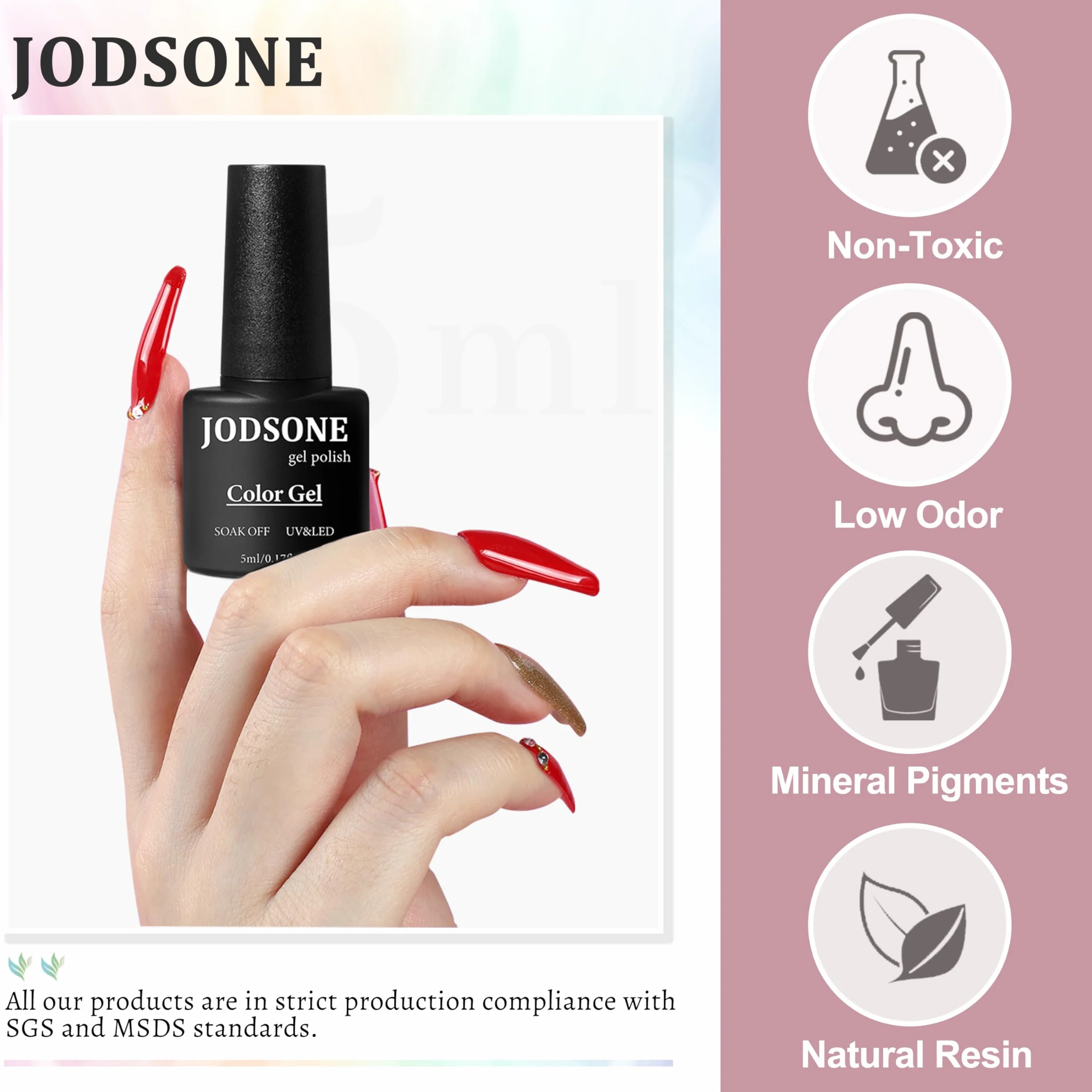 JODSONE 36 pezzi Set Smalto Gel - Kit Unghie con 32 Colori Base e Top coat opaco