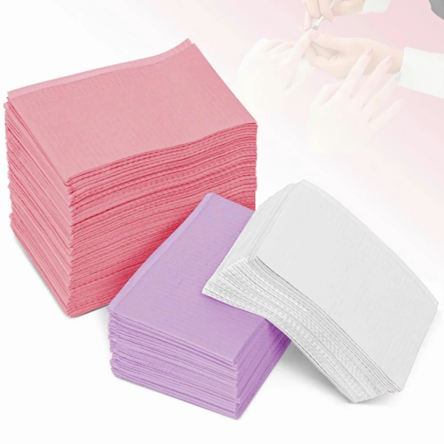 125 pezzi di tappetino for nail art, cuscinetti puliti for unghie, tovaglie impermeabili, strumenti for manicure, accessori, tavolo for tatuaggi(Pink)