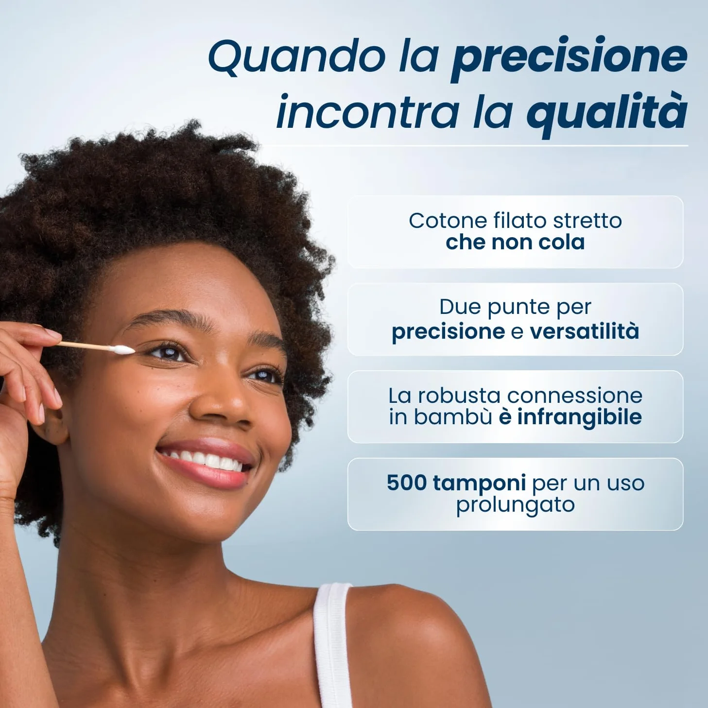 CLEAN SKIN CLUB Tamponi puliti | 500CT | Una punta a punta | Biodegradabile + cotone biologico e bambù | Ritocchi trucco e smalto | Senza cloro e ipoallergenico