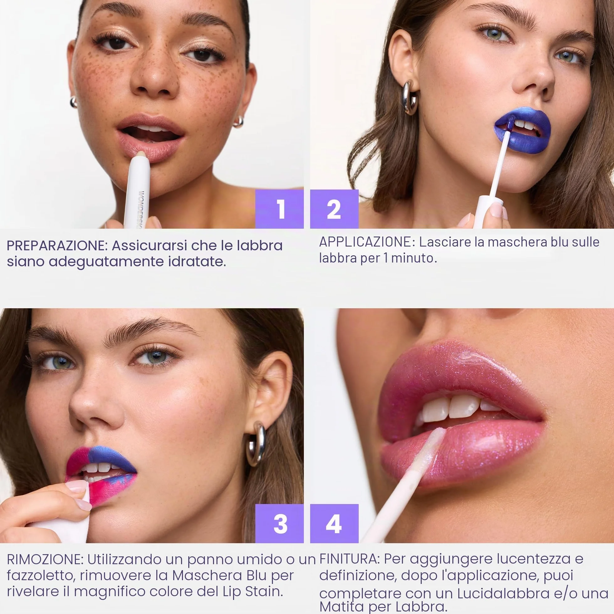 Wonderskin Wonder Blading Lip Stain Peel Off Masque Tinta Per Labbra Nude Lunga Durata Resistente All'Acqua Finitura Opaca