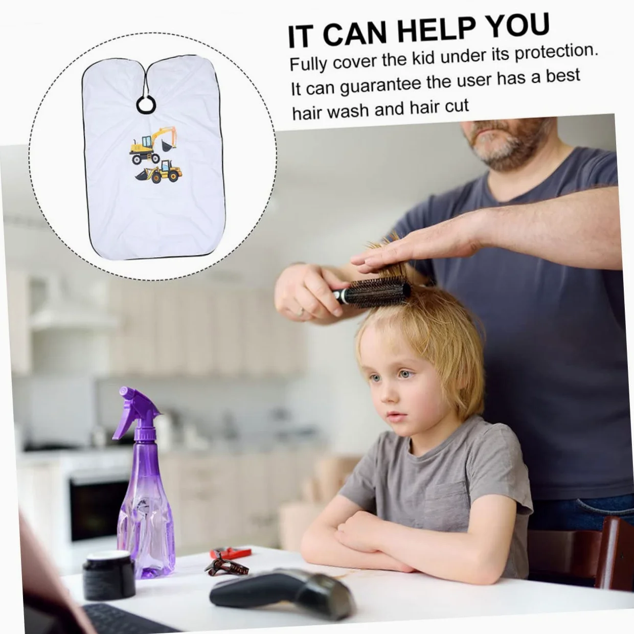 Veemoon Mantellina Taglio Chioma Per Ragazzo Ragazza Design Cartoni Animati, Grembiule Da Parrucchiere Resistente e Confortevole, Per Salone e Casa