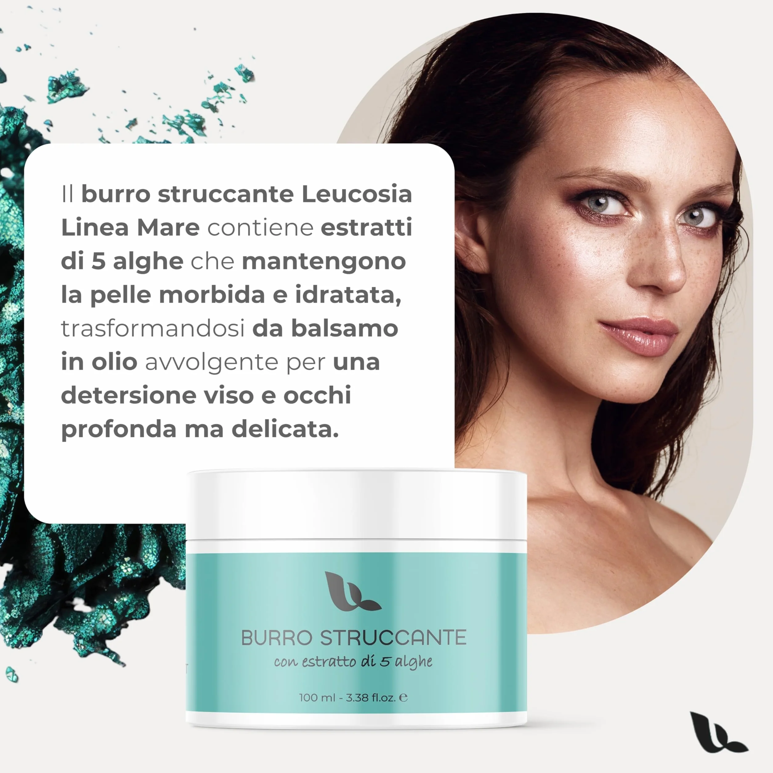 Balsamo Struccante da Viaggio Con Estratto Di 5 Alghe 100ml Burro Struccante Waterproof Rimuove Impurità, Sebo in Eccesso e SPF Skincare Coreana con Oli, Burri Naturali Cleansing Balm, Estratti Marini
