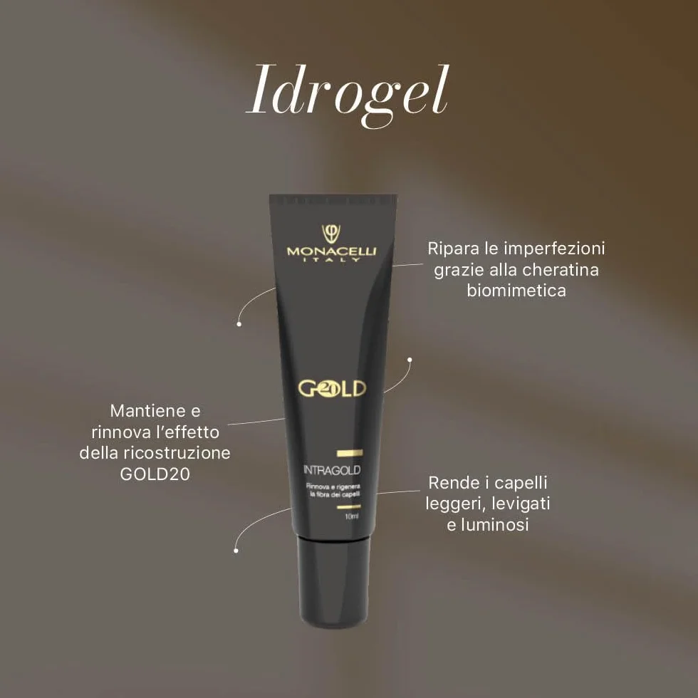Monacelli Intragold 10ml Idrogel che ripara le imperfezioni della cuticola grazie alla Cheratina Biomimetica