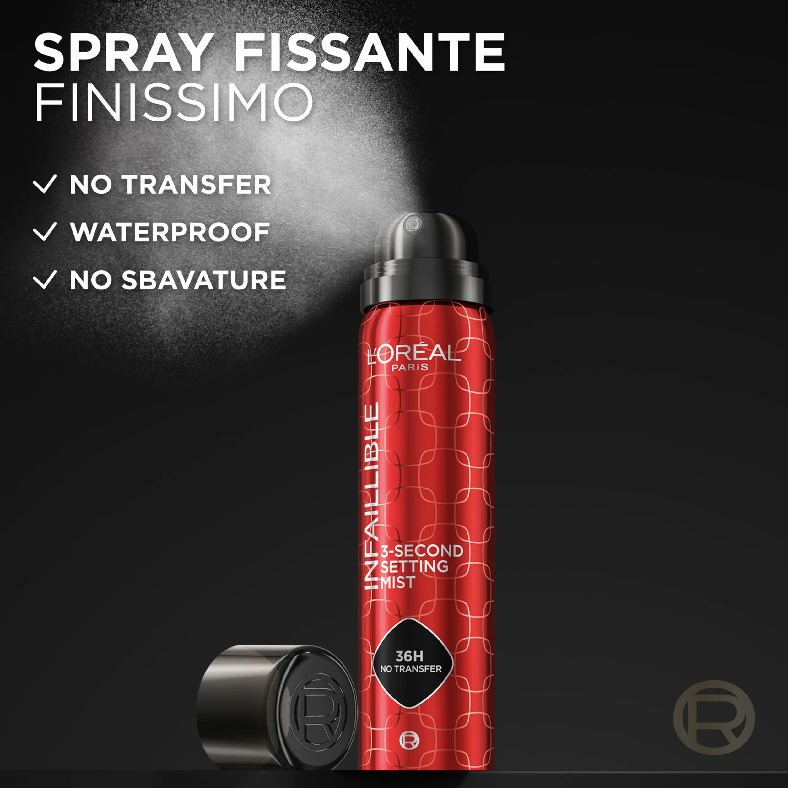 L'Oréal Paris Infaillible 3-Second Face Setting Mist 75 ml Spray Fissante No Transfer Ad Asciugatura Rapida