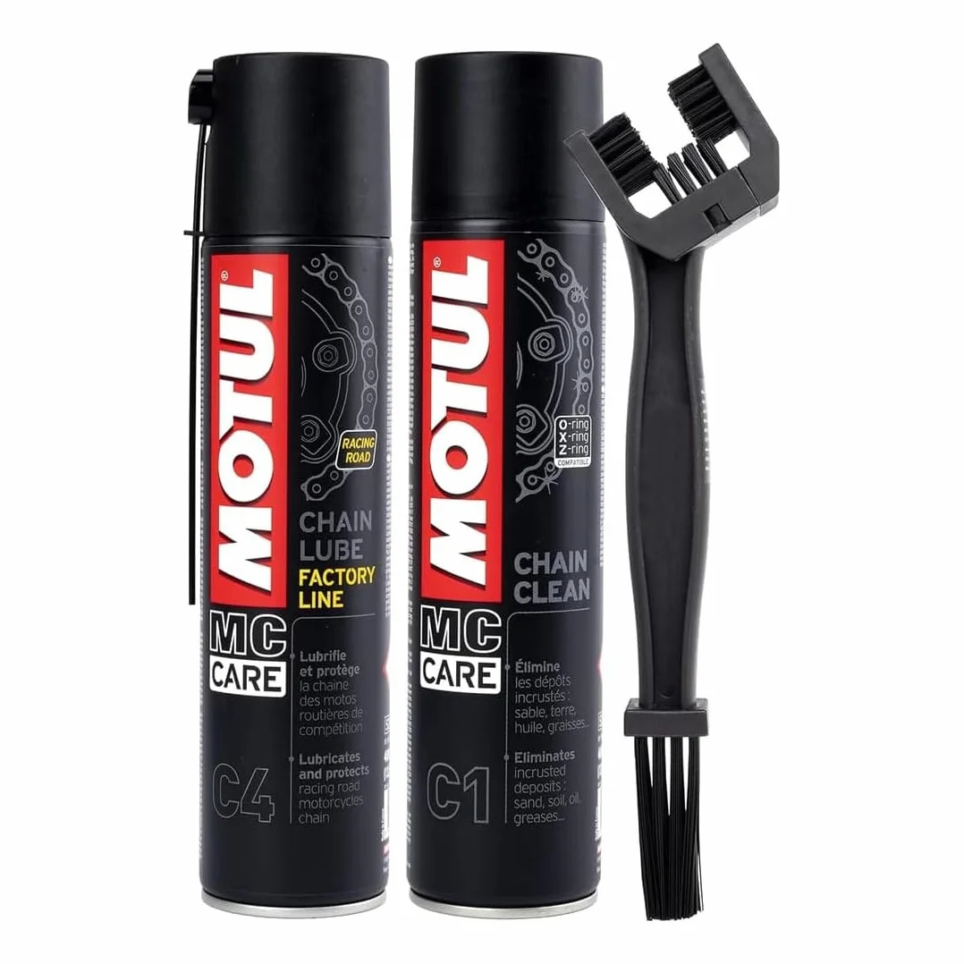 Motul C4 C1 Kit Detergente Lubrificante Catena 400 ml + Spazzola Pulizia