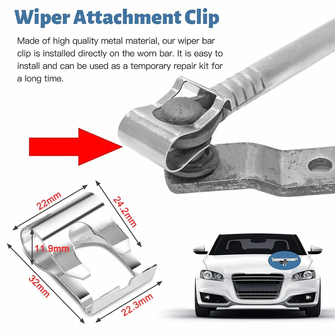 JEYORZY 6 Pezzi Clip del Tergicristallo, Kit di Riparazione Bracci Tergicristallo per Auto