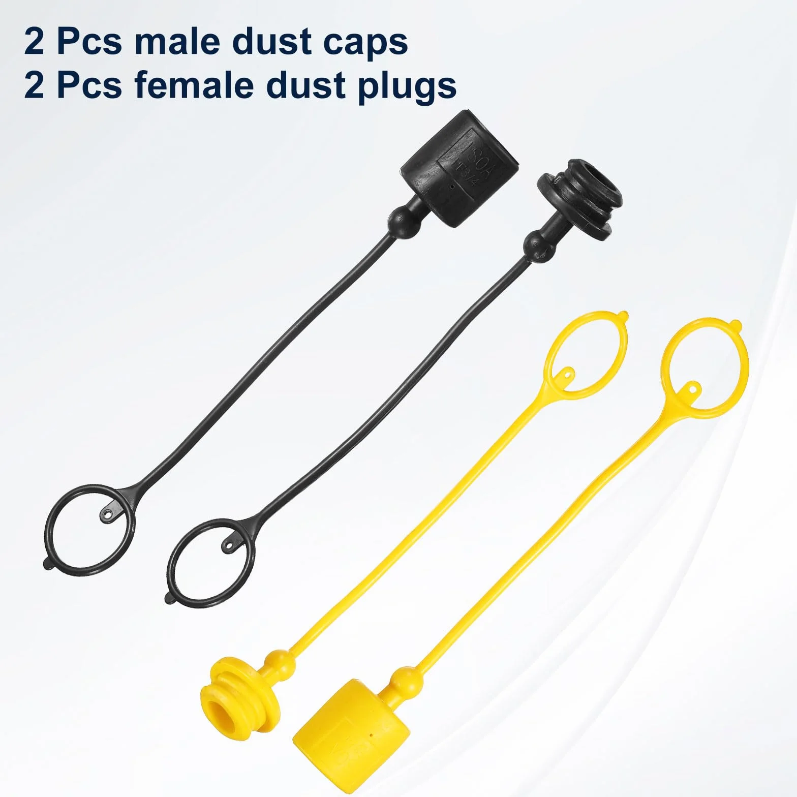 Set di 2 tappi antipolvere per tubo idraulico 3/4 maschio ISO-A femmina, scollegatore rapido aria nero/giallo