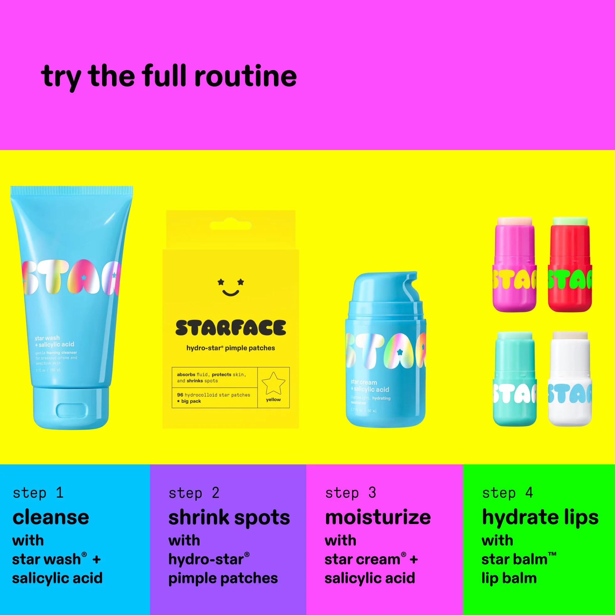 Starface Hydro-Stars Big Yellow, Cerotti per brufoli idrocolloidali, assorbono i fluidi e riducono l’infiammazione, a forma di simpatica stella, vegani e non testati sugli animali (32 pezzi)