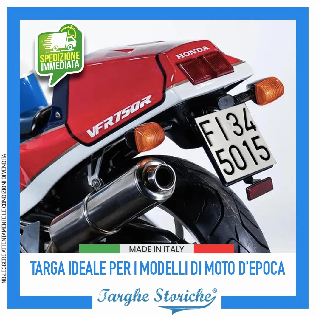 Targhe Storiche Moto Epoca Alluminio Catarifrangente Replica Personalizzata Made in Italy 1985-1994