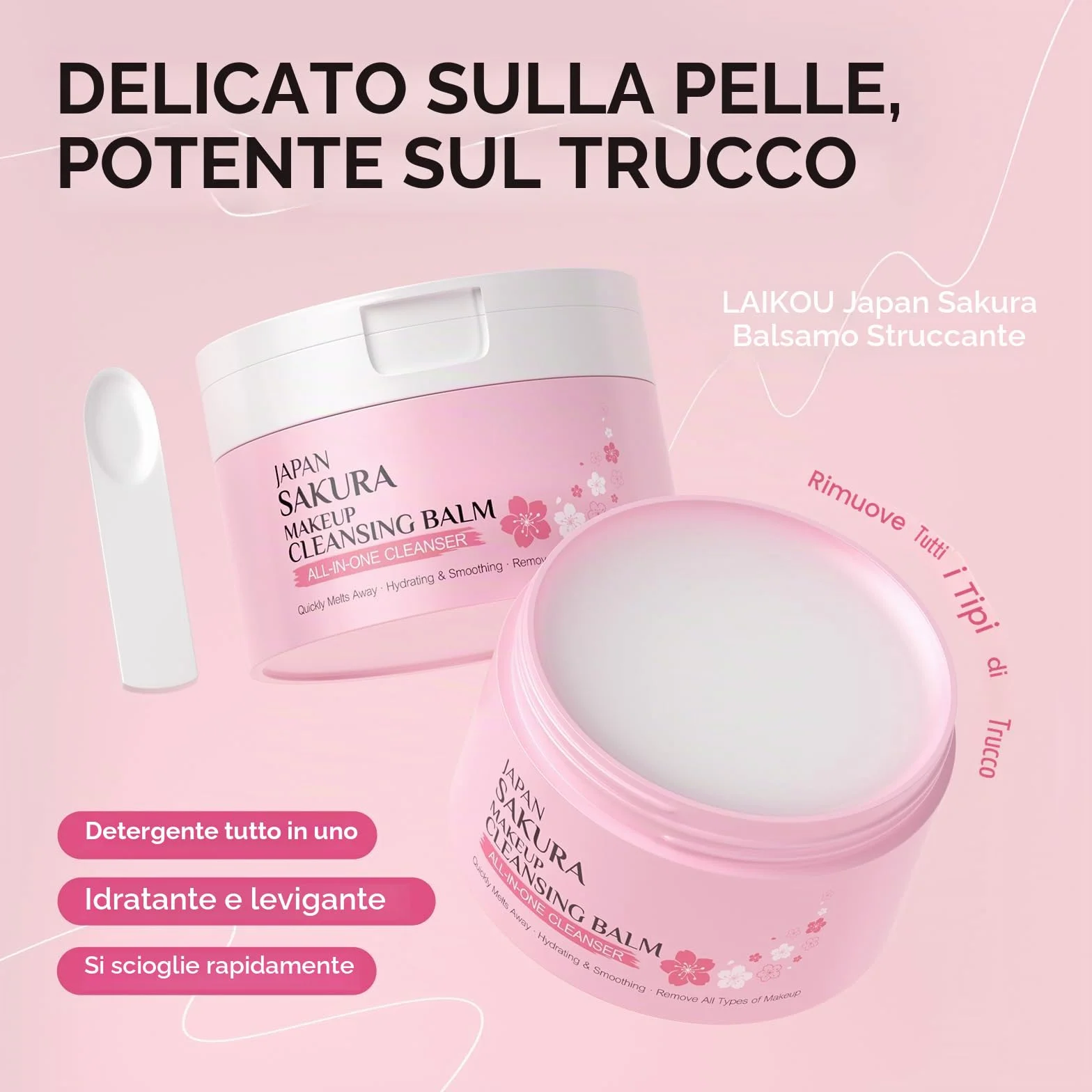 Sakura Balsamo Detergente Struccante 100g Kit Struccante Viso e Occhi da Viaggio