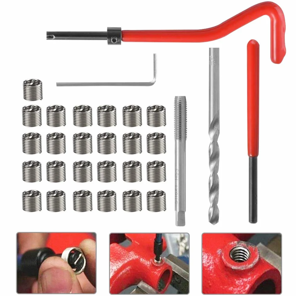 Kit Riparazione Filetti M6 x 1 mm 30pz Strumento Filettatura Interna per Automotive