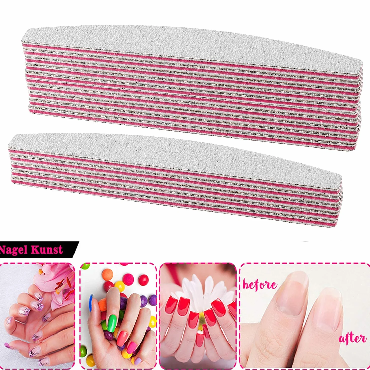50 Pezzi Lime per Unghie 100/180 Professional, Lima Unghie Lavabile,Doppia Faccia Lima Unghie per Manicure E Unghie in Gel,Forma di Trapezio
