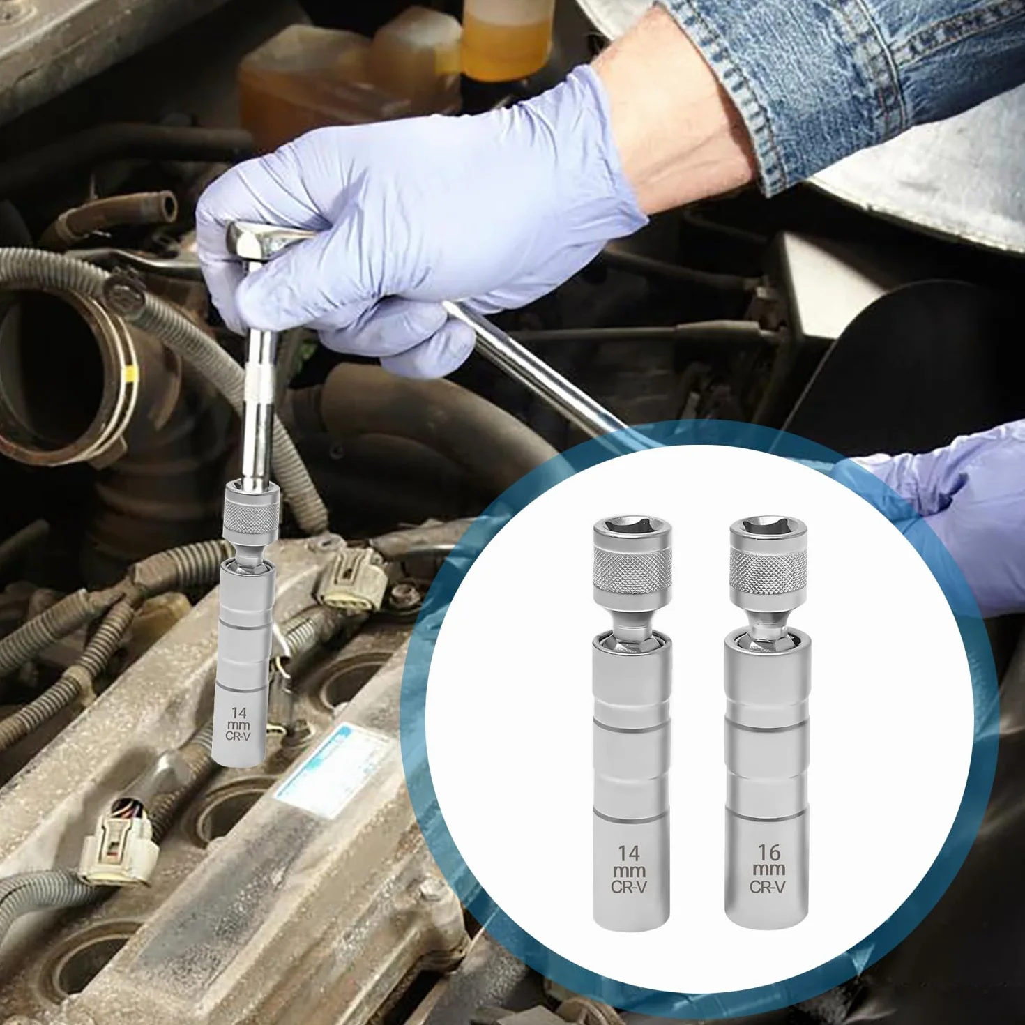 Chiave Candela 16mm 14mm Magnetico Flessibile Universale per Auto