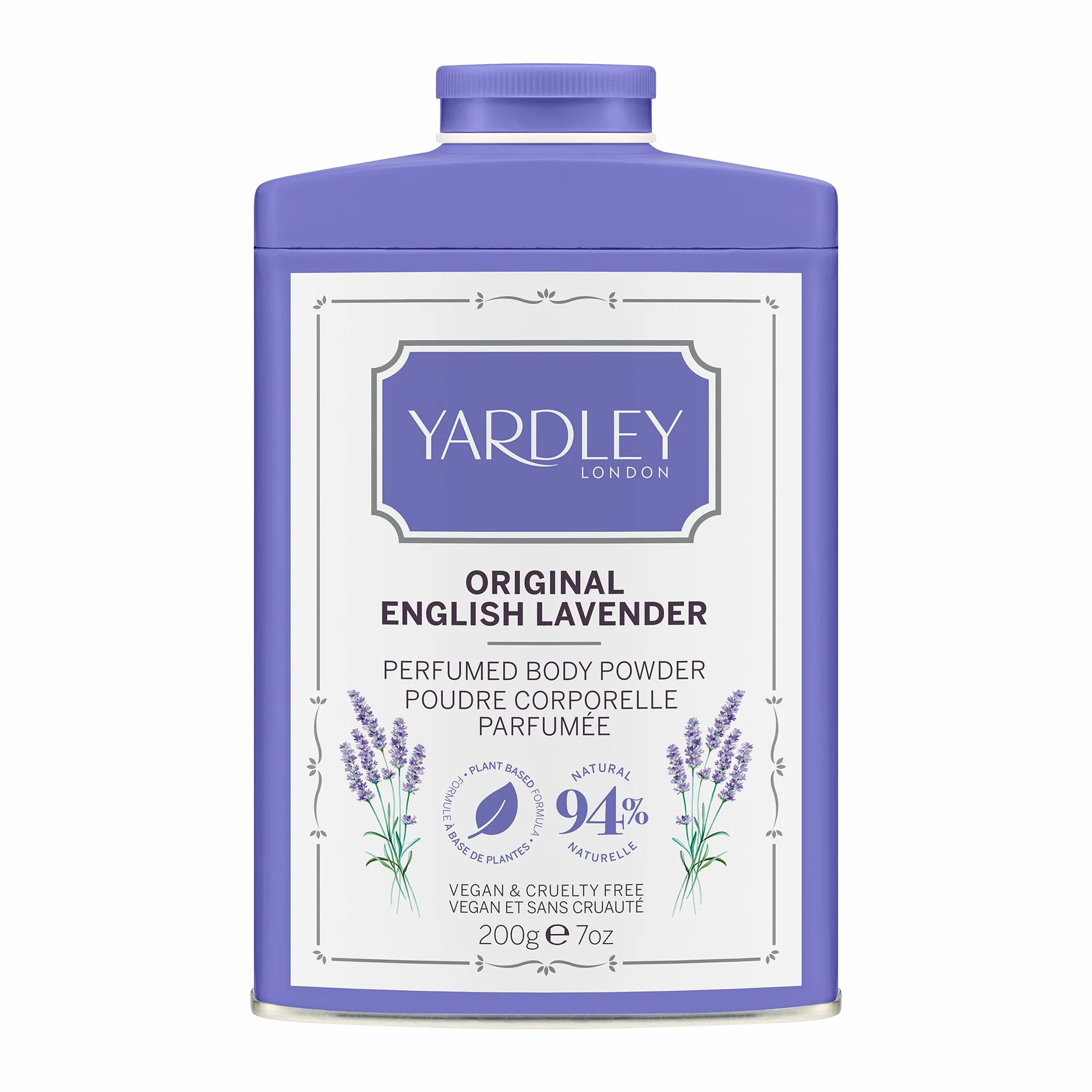 Yardley London Polvere per il Corpo Profumata alla Lavanda Inglese Originale, Talco per Donne che Aiuta a Controllare Gli Odori e Gli Sfregamenti, Polvere per Spolverare 200g
