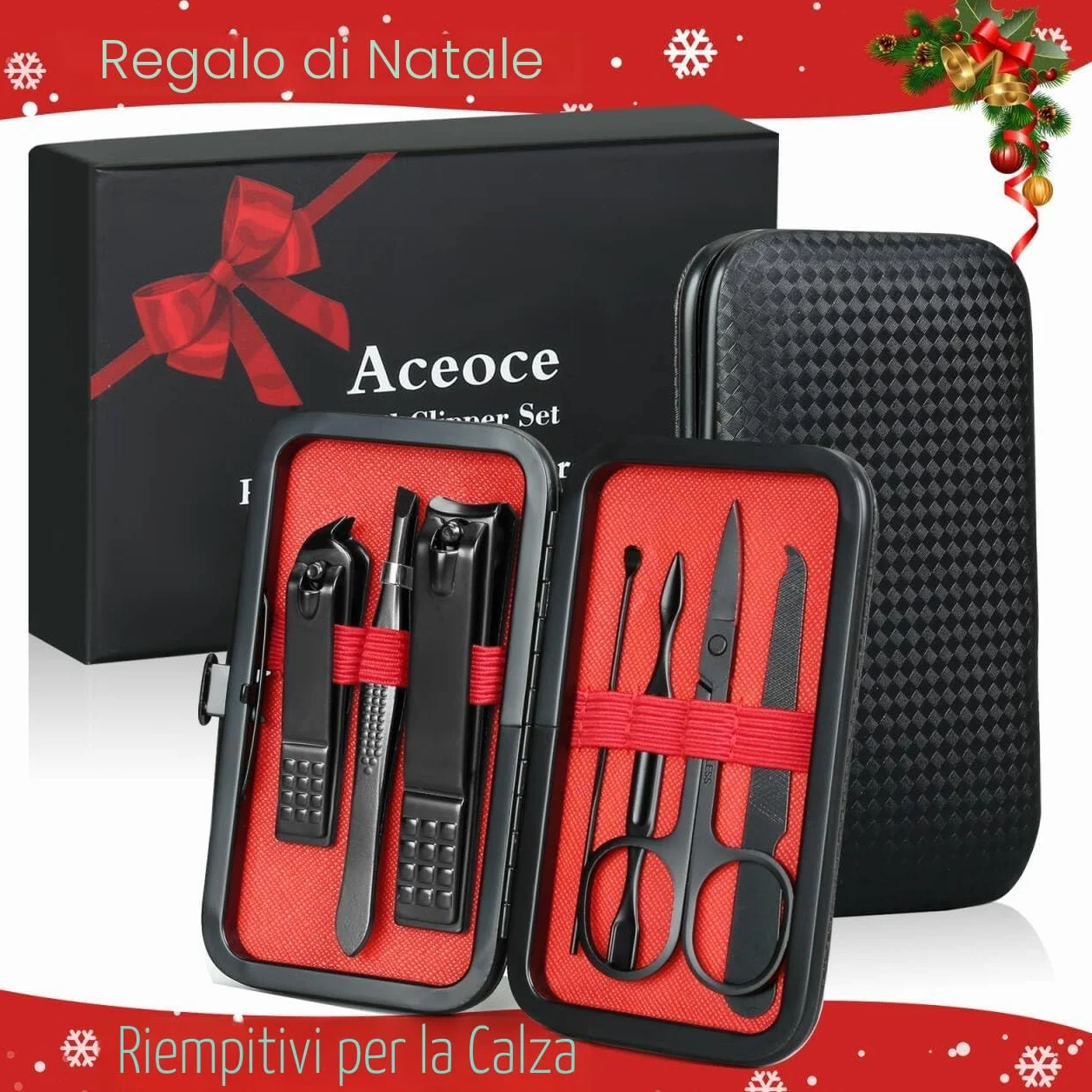 Set manicure da viaggio professionale per uomo, kit cura unghie con tagliaunghie