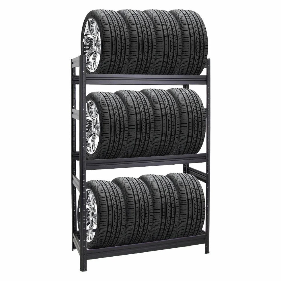 PROREGAL Scaffale porta pneumatici DINO 180x120x50cm 150kg portata 3 ripiani Nero