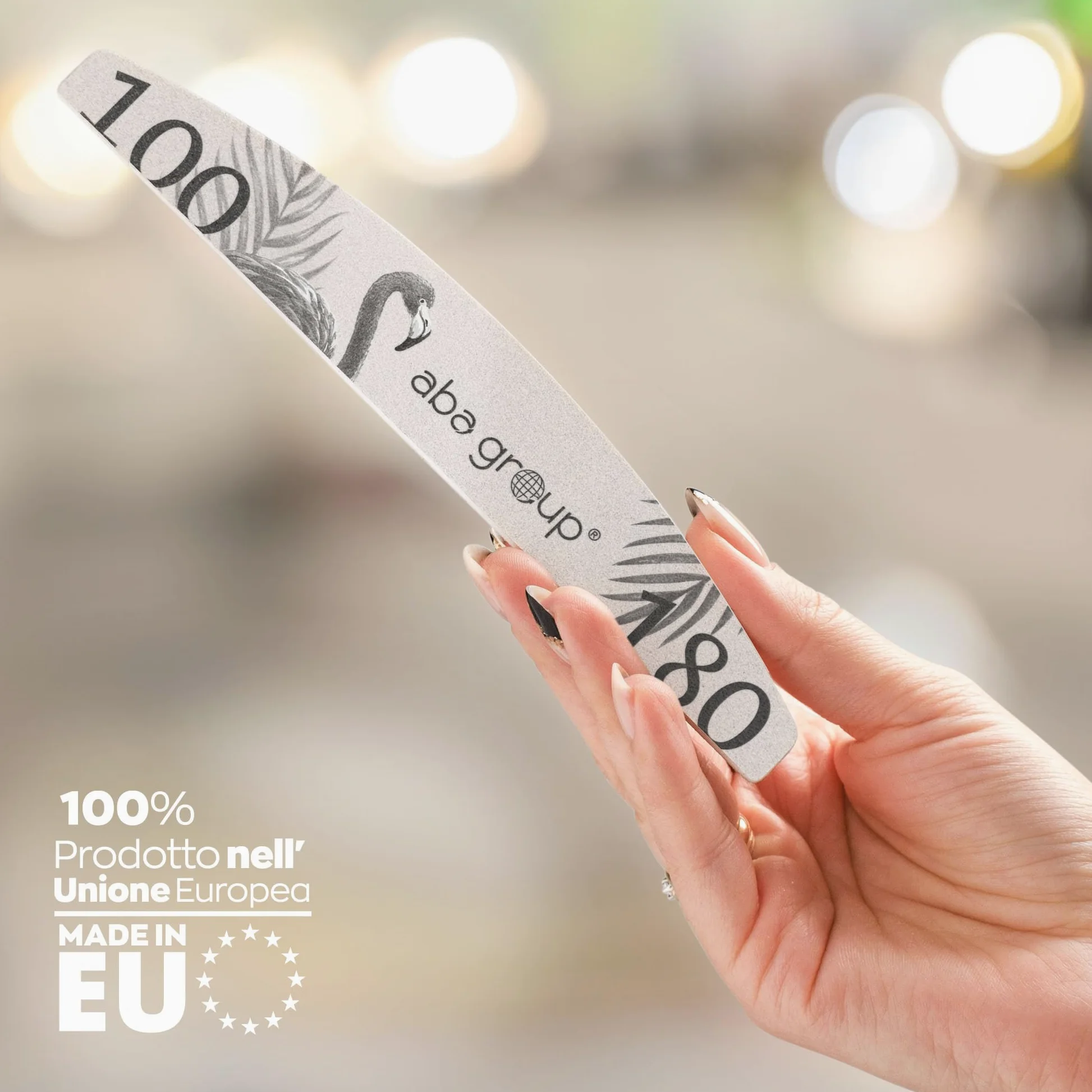 Aba Group 100 lima professionale per unghie a mezzaluna fenicottero Safe Pack 100/180 Slim, resistente, monouso, set di lime per unghie di buona qualità, prodotto in UE