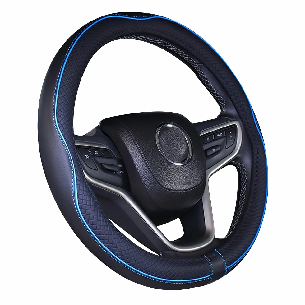 Coprivolante in pelle microfibra 38cm nero blu 37-38cm
