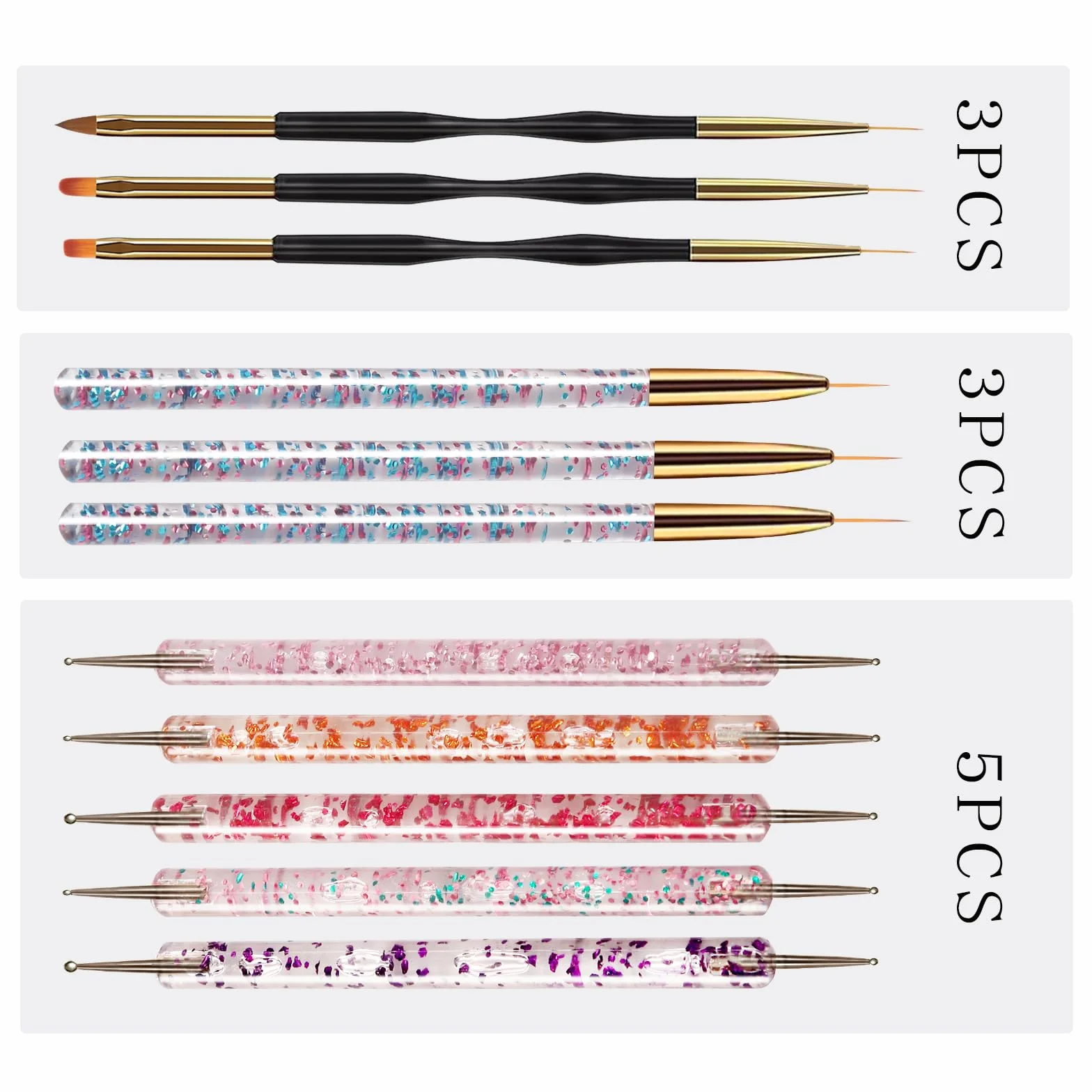 Pennelli per Unghie Nail Art Kit 31 pezzi Acrilico Dotting Pen Design Manicure