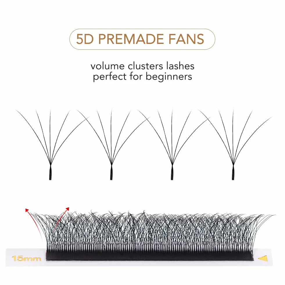 Lunamoon 5D Extension Ciglia W Delle Ciglia Ciuffetti W Forma Premade Fan Eyelash Extension Russian Volume Ventole Naturali Ciglia Ciuffetti (5D/0.07D 11 mm)