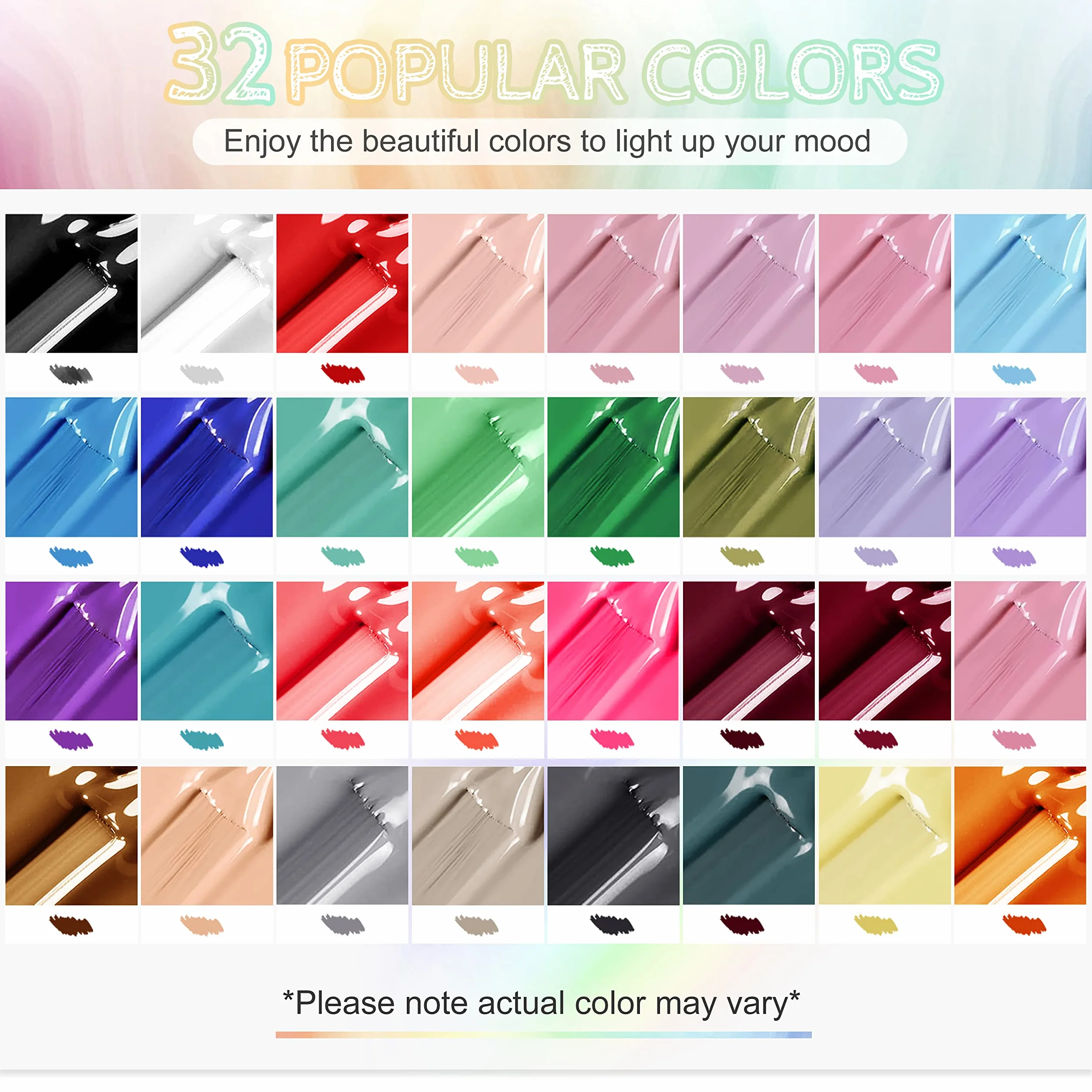 JODSONE 36 pezzi Set Smalto Gel - Kit Unghie con 32 Colori Base e Top coat opaco