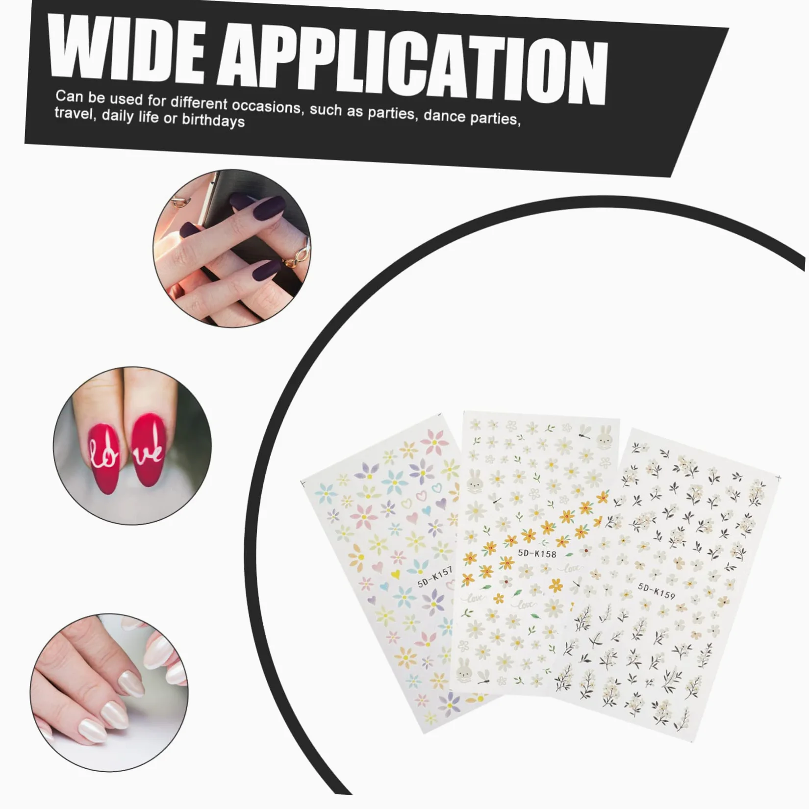 VALICLUD 4 Set Adesivi Per Chiodi in Rilievo 5d Unghia Con Se Stesso Manicure Etichetta Applique Decorazione Unghie Decalcomanie Per Adesivi Per Unghie Adesivo 3 Pezzi*4