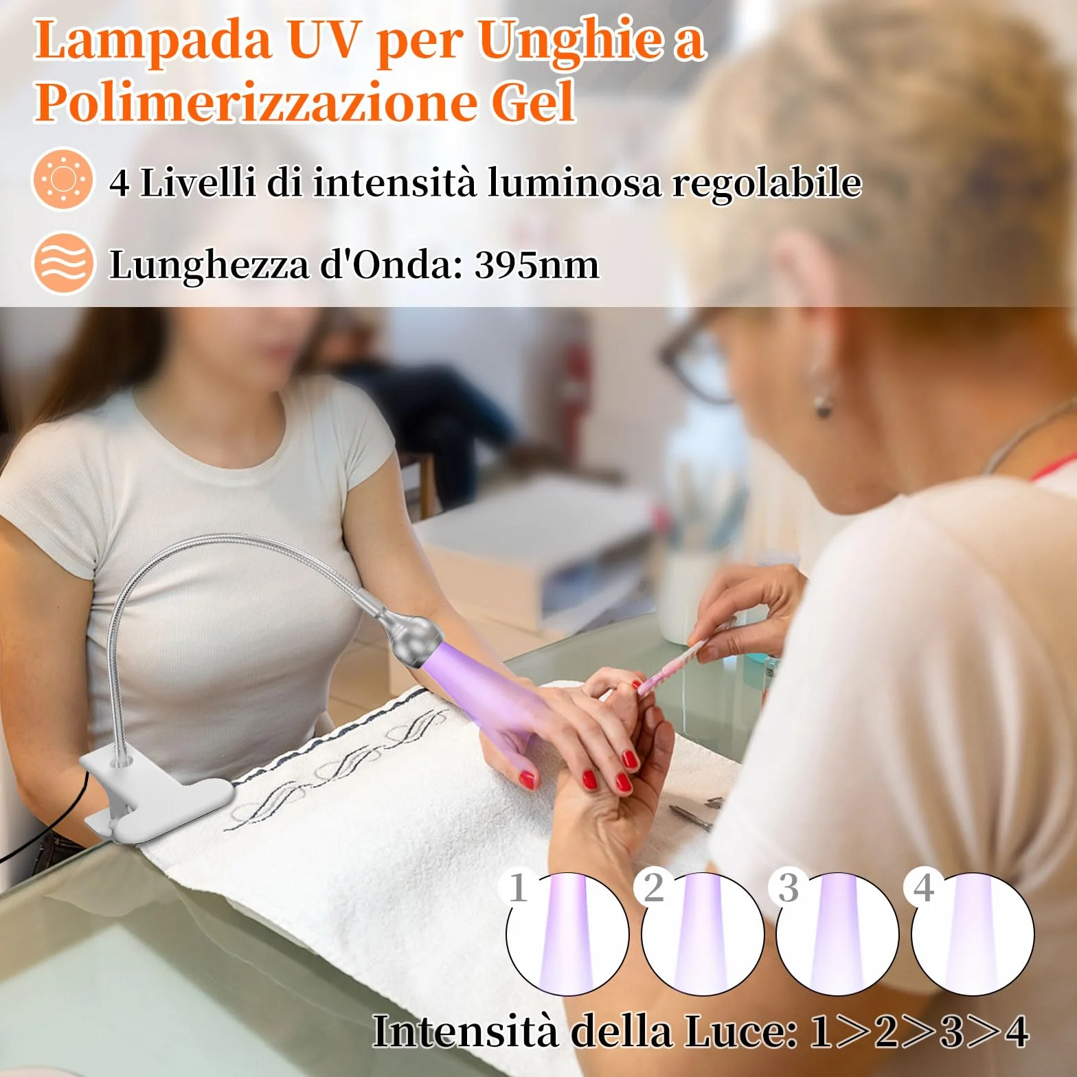 Lampada UV per Unghie Professionale 3W LED Mini 360° Testa Regolabile USB Argento
