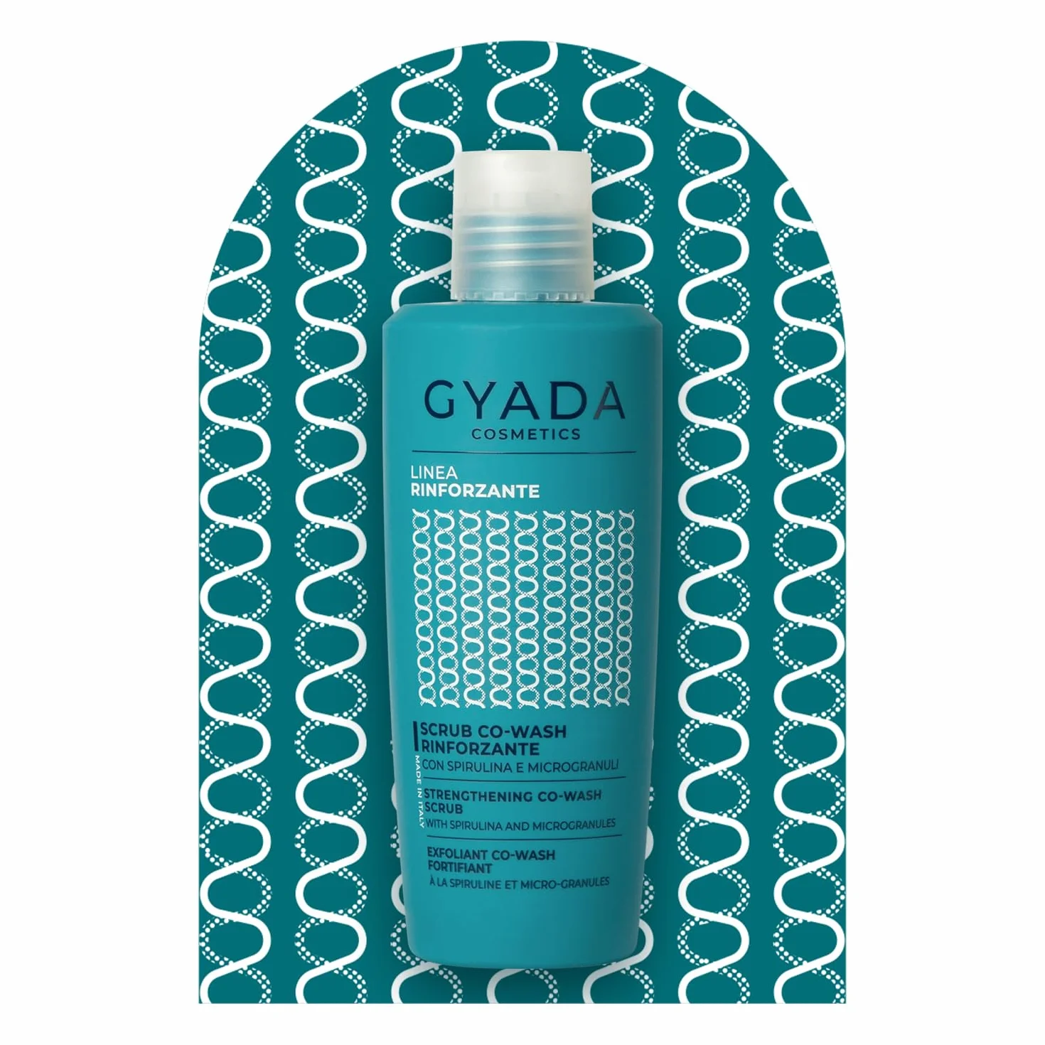 Gyada Cosmetics, Scrub CoWash Rinforzante con Spirulina, Detergente ed Esfoliante, con Microgranuli Vegetali di Nocciole e Mandorle, per Lavaggi Frequenti e Delicati, con Avena e Ginseng, 200 ml