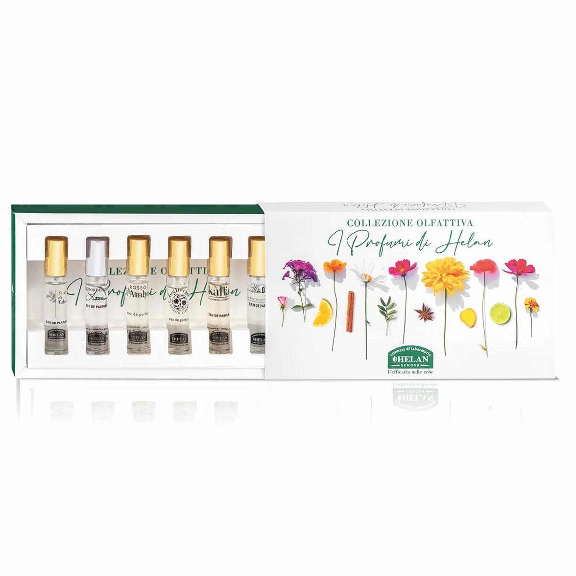 Helan - Collezione Olfattiva nr.2 con 6 Profumi in Fiale da 10 ml, Kit Profumo Uomo e Donna in Fragranze da Scoprire, Set Percorso Olfattivo per Idee Regalo Donna e Uomo Made in Italy
